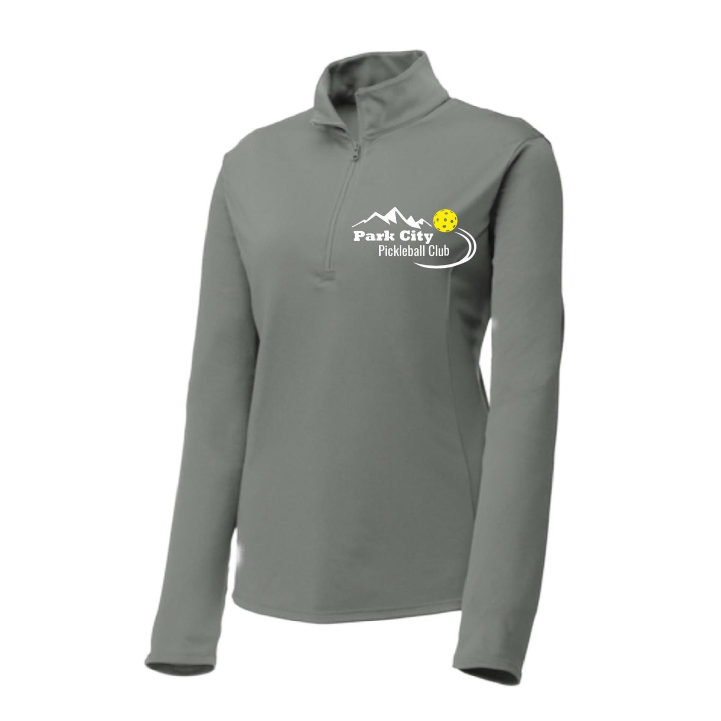 Park City Pickleball Club White Words (Customizable) | Women's 1/4 Zip Pullover Athletic Performance Shirt | 100% Polyester