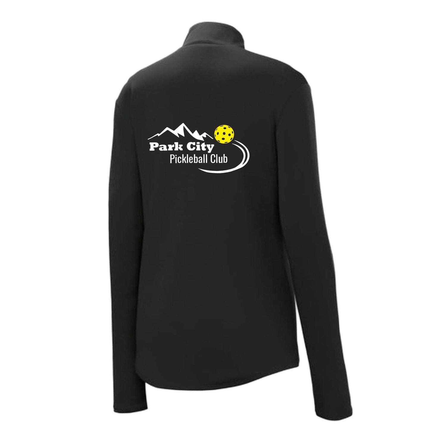 Park City Pickleball Club White Words (Customizable) | Women's 1/4 Zip Pullover Athletic Performance Shirt | 100% Polyester