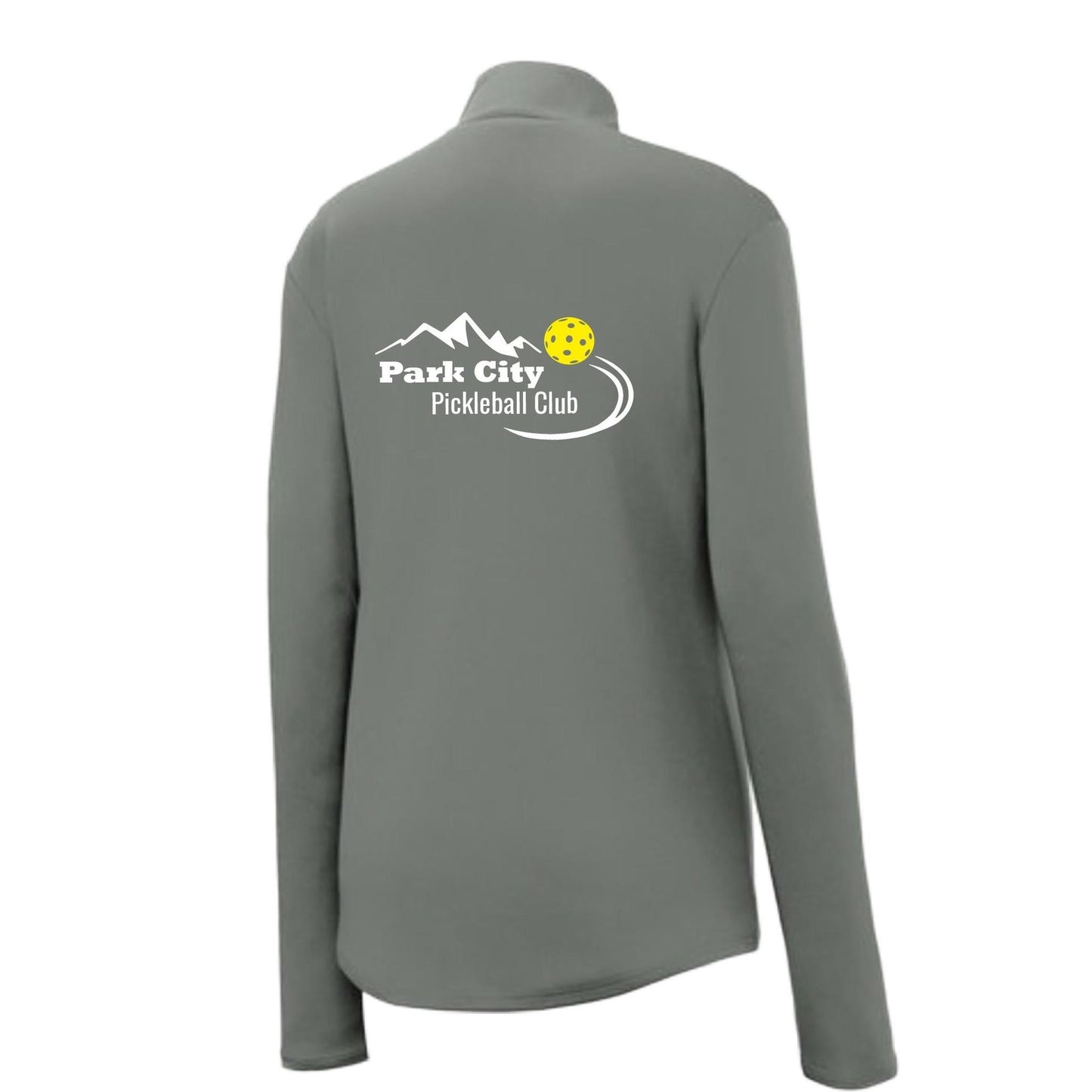 Park City Pickleball Club White Words (Customizable) | Women's 1/4 Zip Pullover Athletic Performance Shirt | 100% Polyester