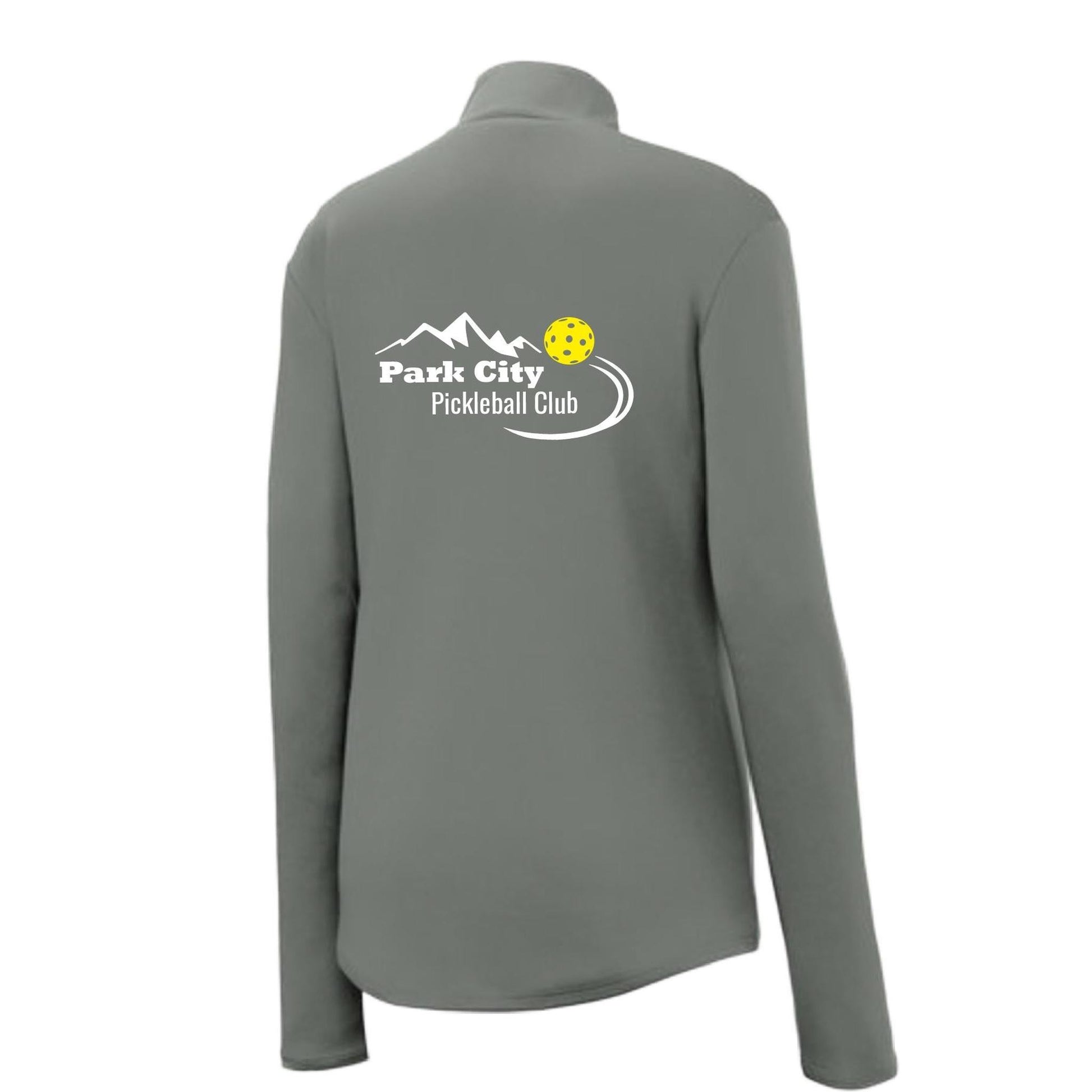 Park City Pickleball Club White Words (Customizable) | Women's 1/4 Zip Pullover Athletic Performance Shirt | 100% Polyester
