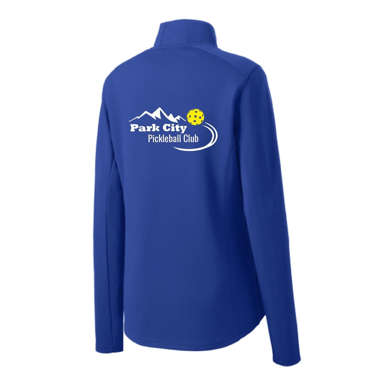 Park City Pickleball Club White Words (Customizable) | Women's 1/4 Zip Pullover Athletic Performance Shirt | 100% Polyester