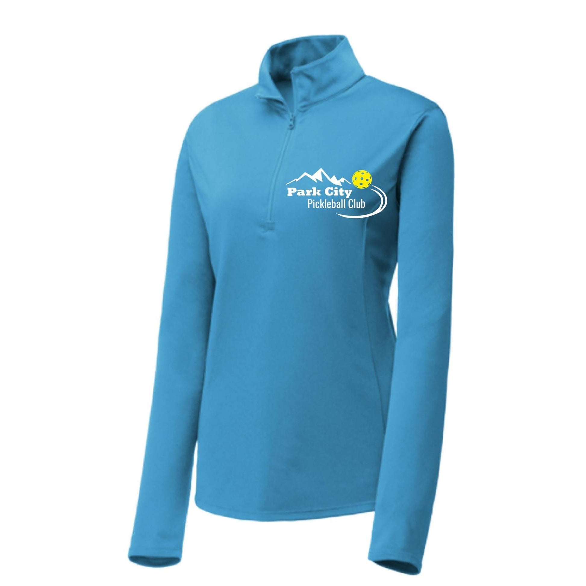 Park City Pickleball Club White Words (Customizable) | Women's 1/4 Zip Pullover Athletic Performance Shirt | 100% Polyester