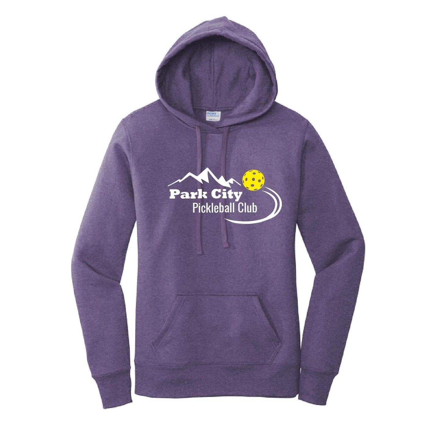 Park City Pickleball Club (White Words) Customizable | Women’s Fitted Hoodie Pickleball Sweatshirt | 50% Cotton 50% Poly Fleece