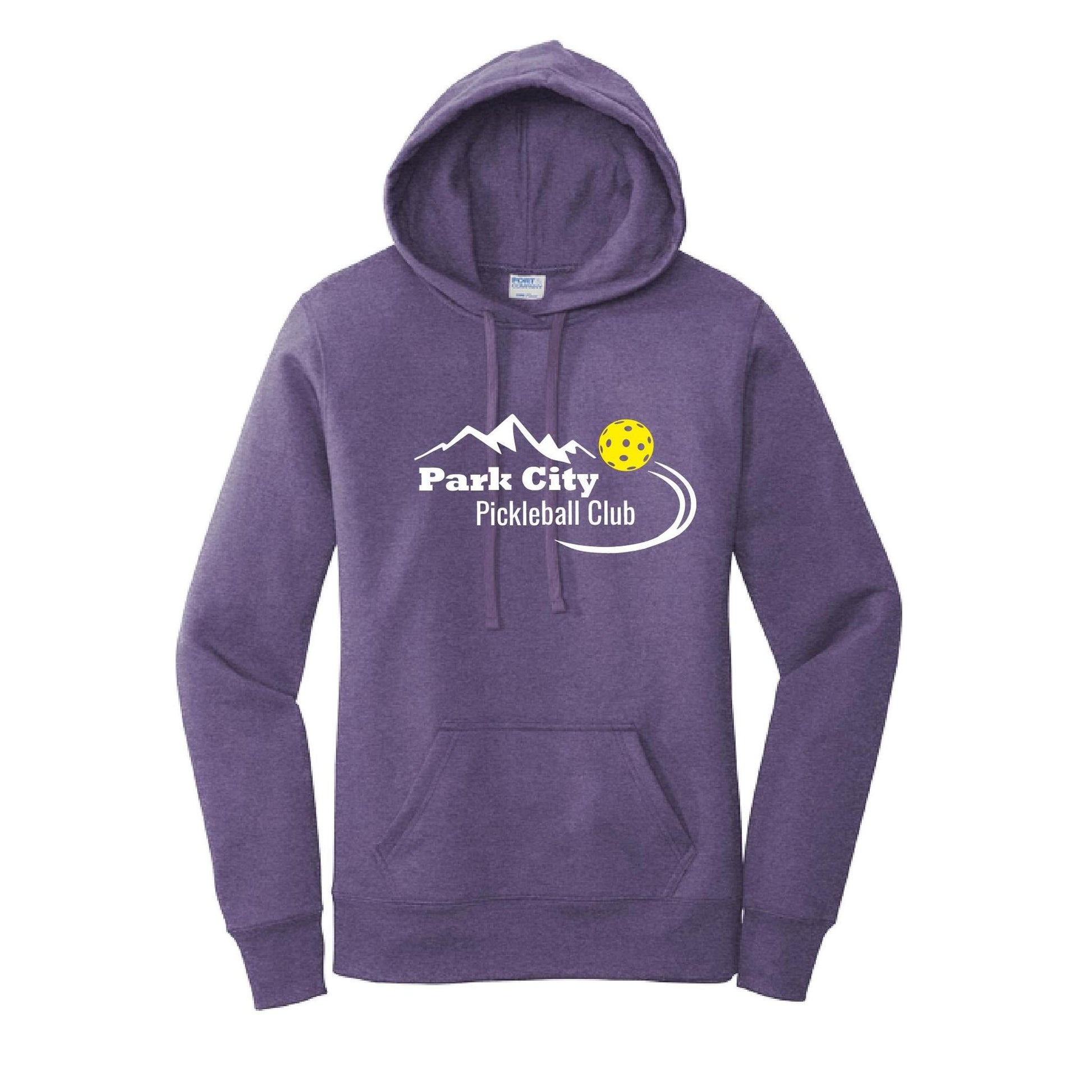 Park City Pickleball Club (White Words) Customizable | Women’s Fitted Hoodie Pickleball Sweatshirt | 50% Cotton 50% Poly Fleece