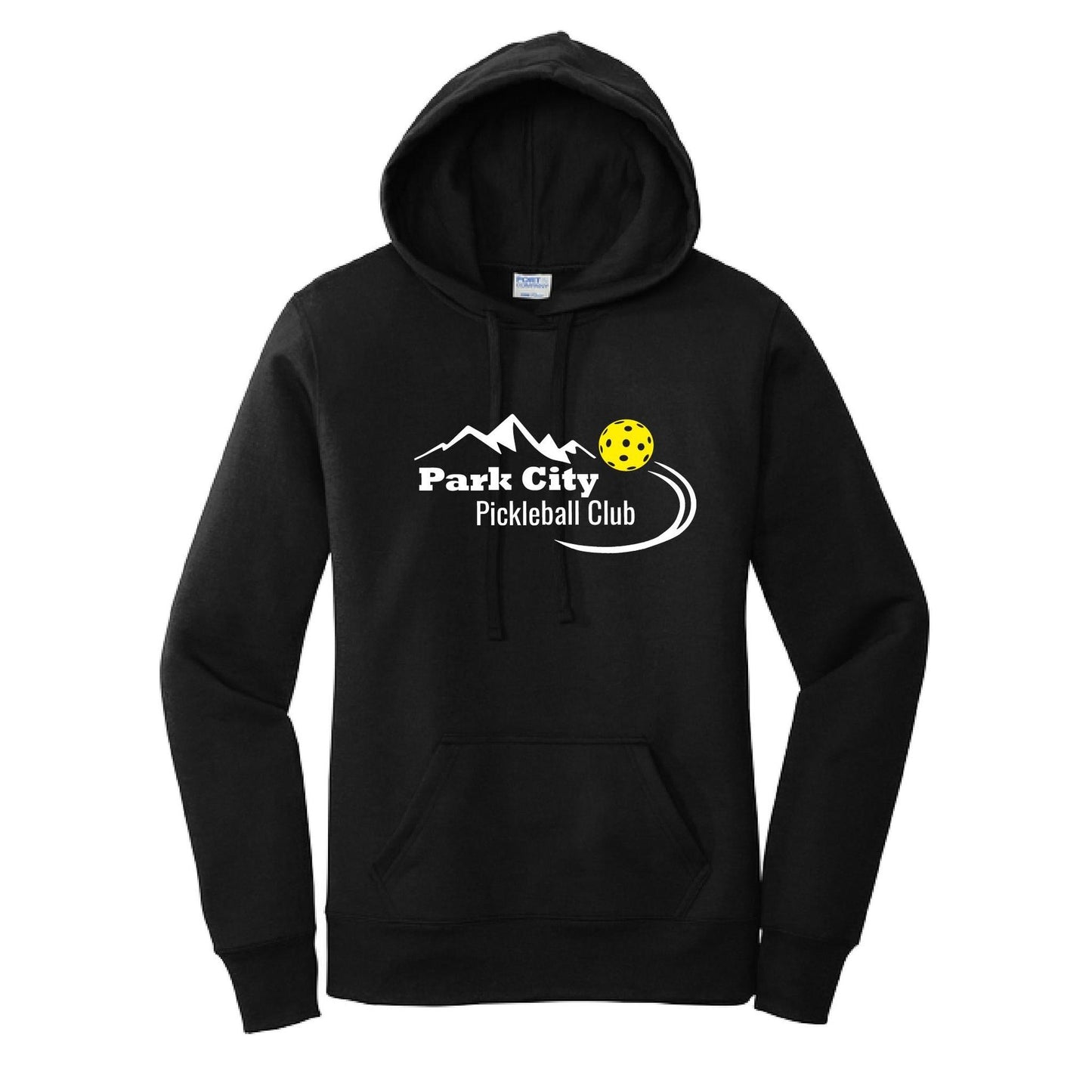 Park City Pickleball Club (White Words) Customizable | Women’s Fitted Hoodie Pickleball Sweatshirt | 50% Cotton 50% Poly Fleece