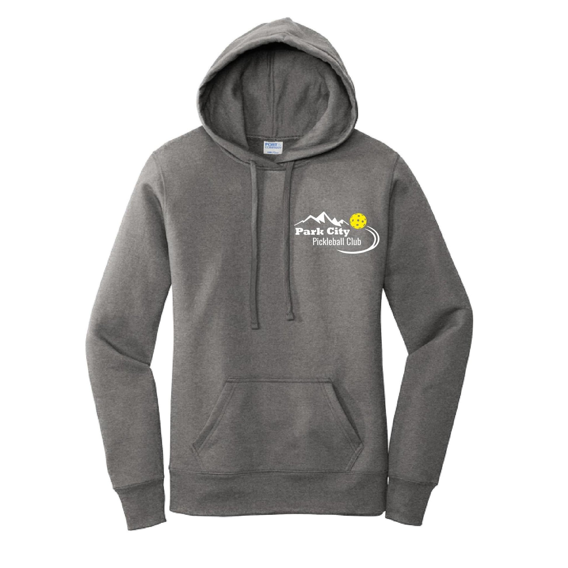 Park City Pickleball Club (White Words) Customizable | Women’s Fitted Hoodie Pickleball Sweatshirt | 50% Cotton 50% Poly Fleece