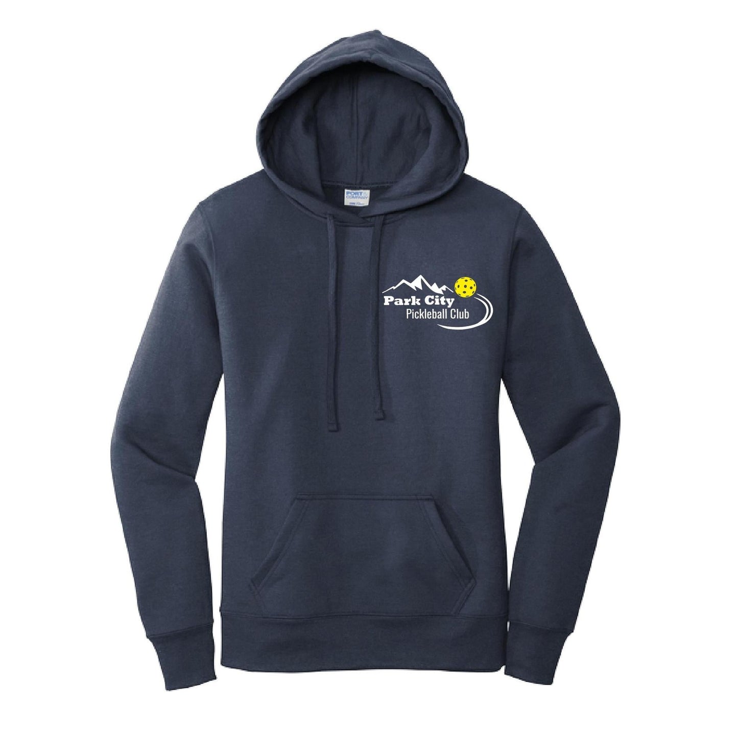 Park City Pickleball Club (White Words) Customizable | Women’s Fitted Hoodie Pickleball Sweatshirt | 50% Cotton 50% Poly Fleece