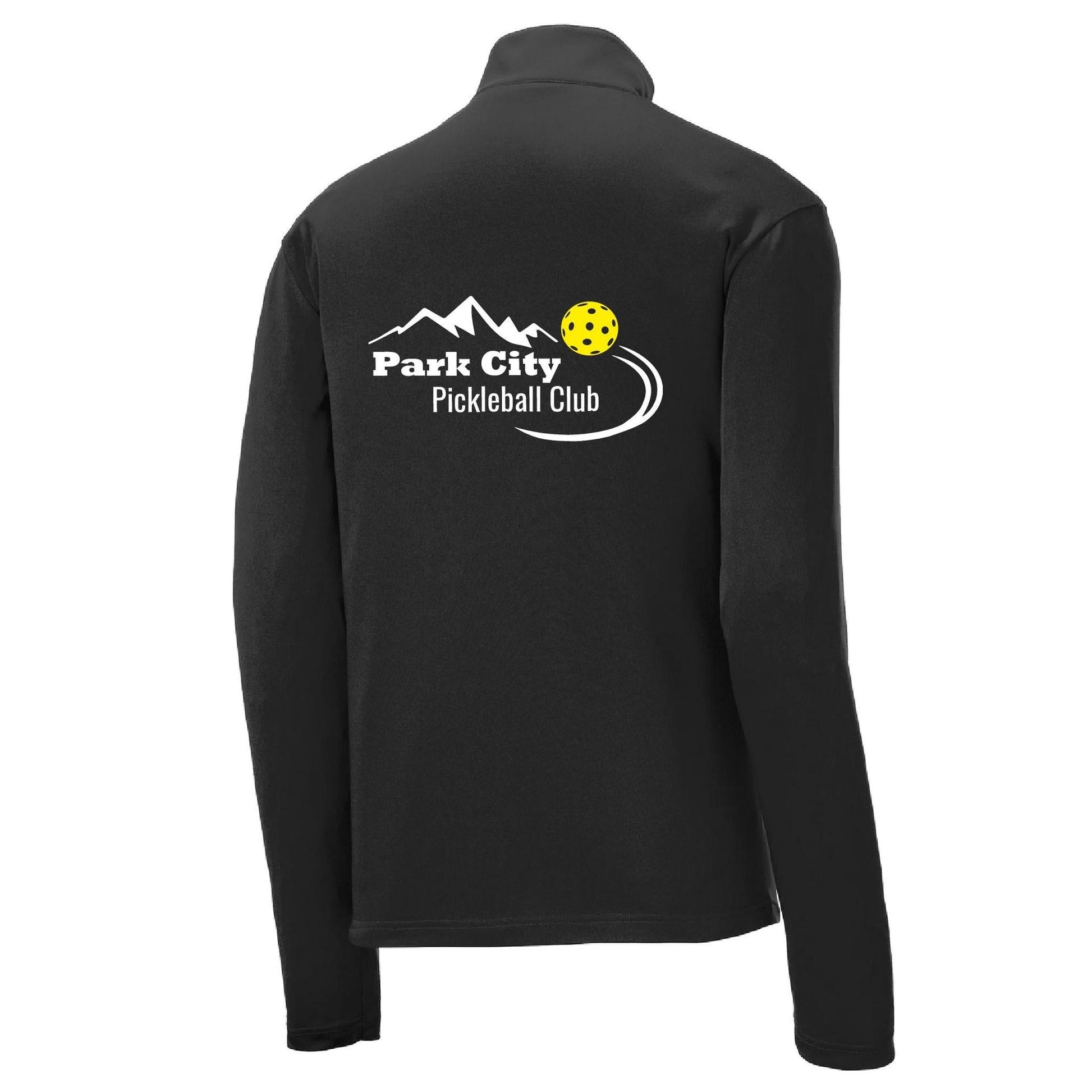 Park City Pickleball Club (White Words) | Men's 1/4 Zip Long Sleeve Pullover Athletic Performance Shirt | 100% Polyester