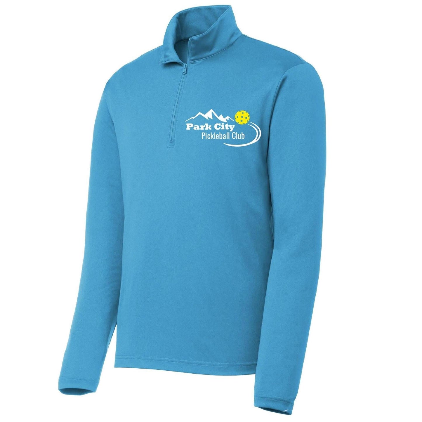 Park City Pickleball Club (White Words) | Men's 1/4 Zip Long Sleeve Pullover Athletic Performance Shirt | 100% Polyester