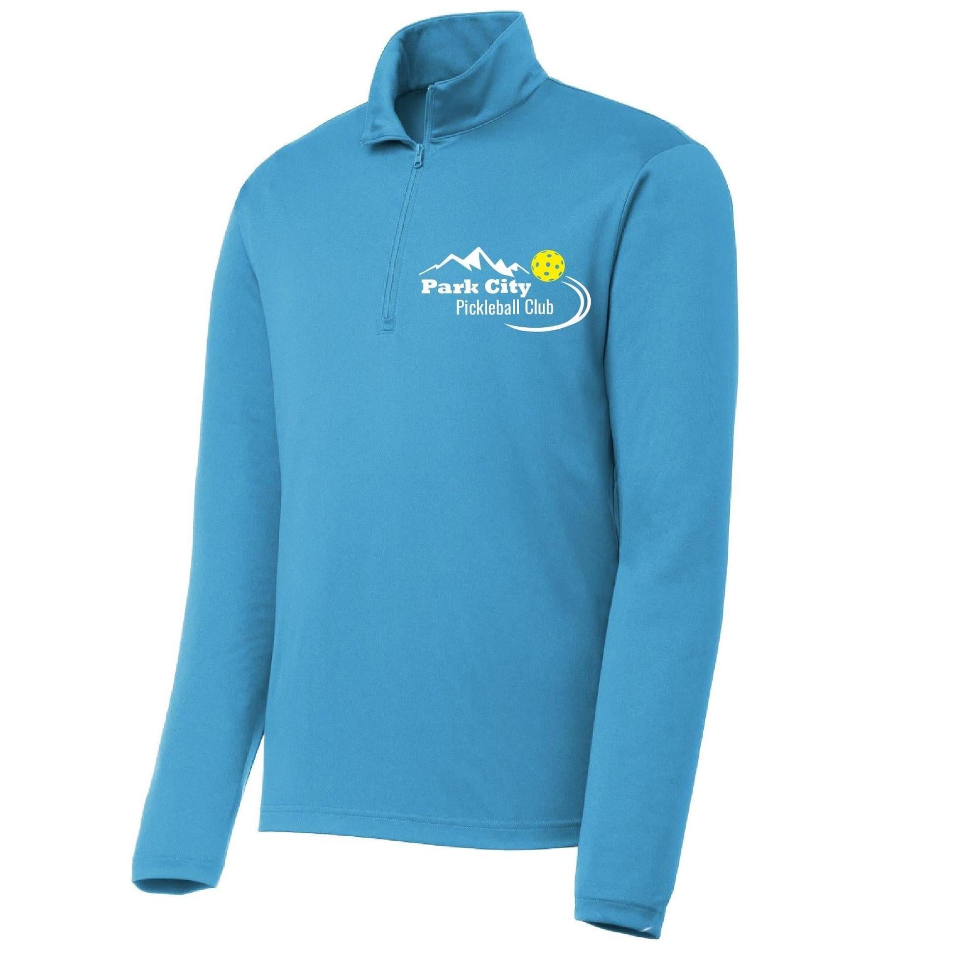 Park City Pickleball Club (White Words) | Men's 1/4 Zip Long Sleeve Pullover Athletic Performance Shirt | 100% Polyester