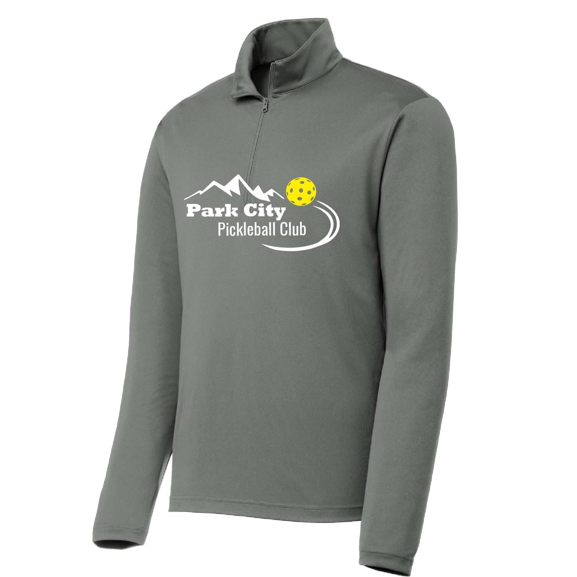 Park City Pickleball Club (White Words) | Men's 1/4 Zip Long Sleeve Pullover Athletic Performance Shirt | 100% Polyester