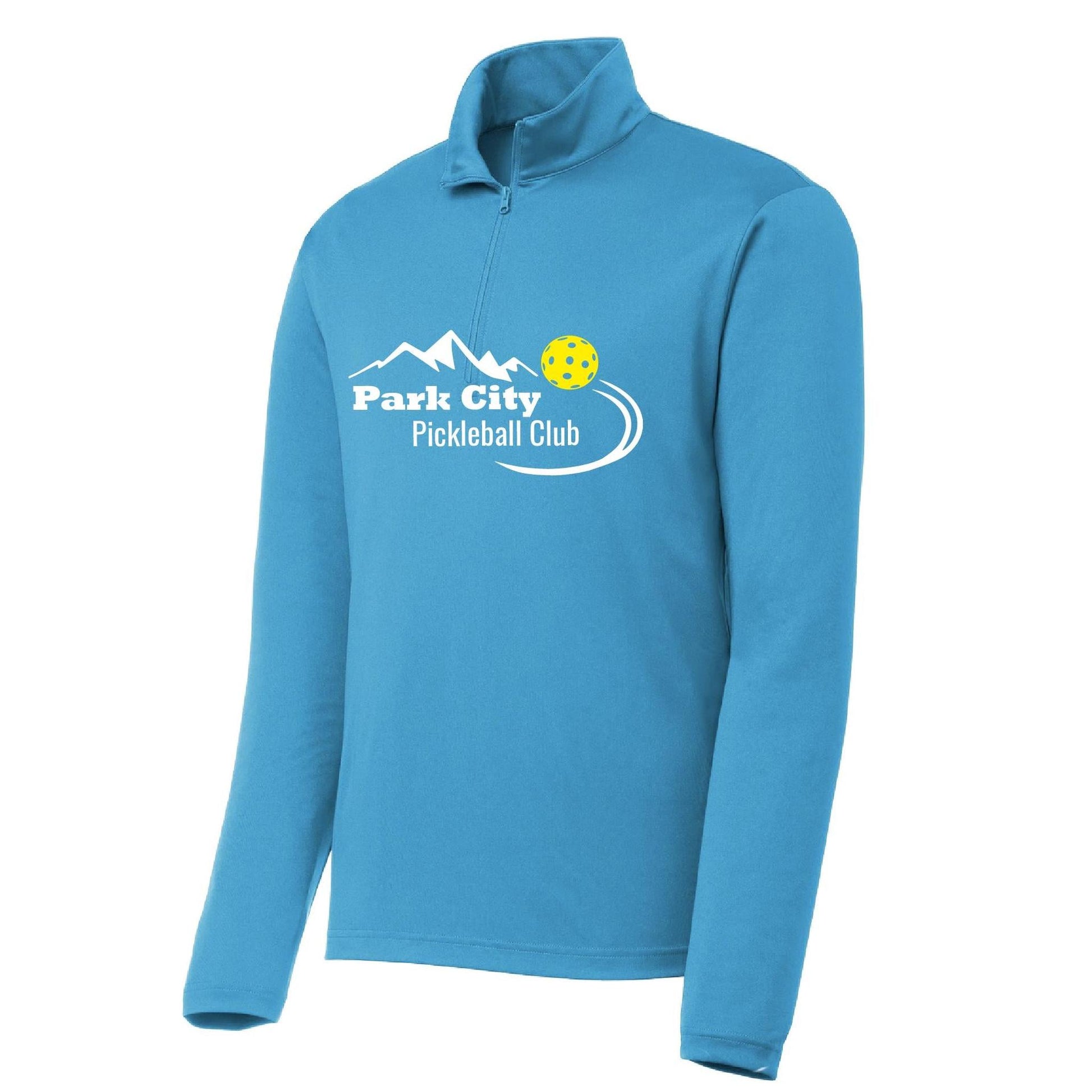 Park City Pickleball Club (White Words) | Men's 1/4 Zip Long Sleeve Pullover Athletic Performance Shirt | 100% Polyester