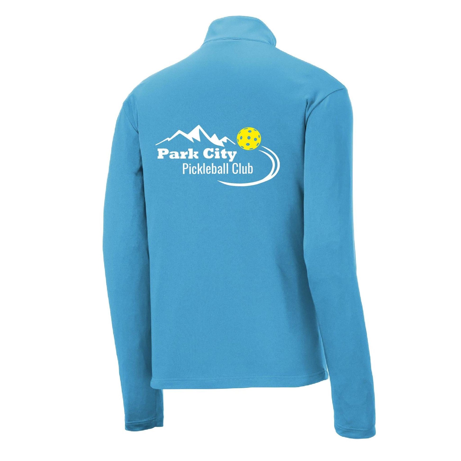 Park City Pickleball Club (White Words) | Men's 1/4 Zip Long Sleeve Pullover Athletic Performance Shirt | 100% Polyester