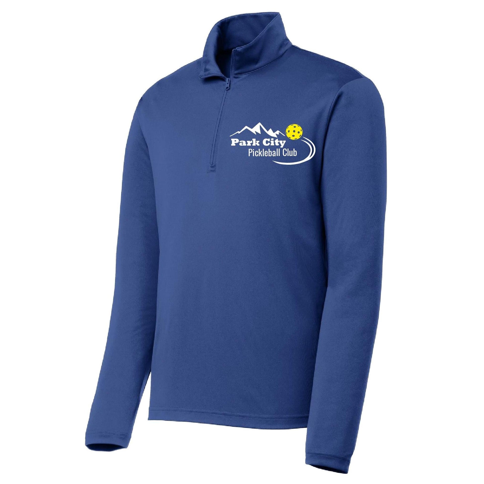 Park City Pickleball Club (White Words) | Men's 1/4 Zip Long Sleeve Pullover Athletic Performance Shirt | 100% Polyester