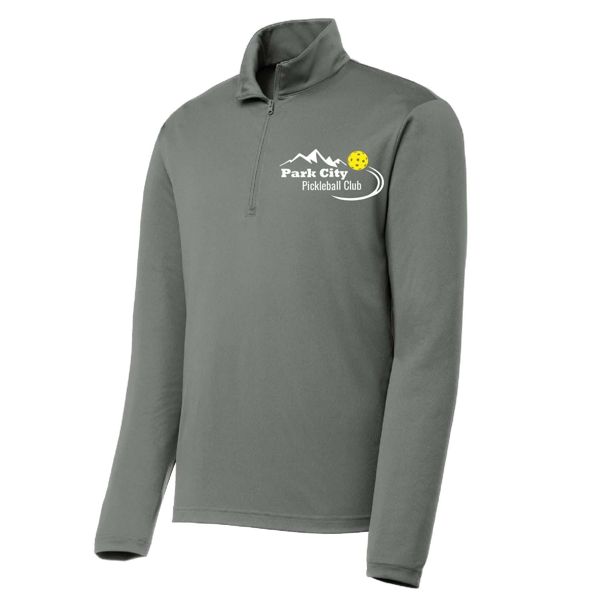 Park City Pickleball Club (White Words) | Men's 1/4 Zip Long Sleeve Pullover Athletic Performance Shirt | 100% Polyester