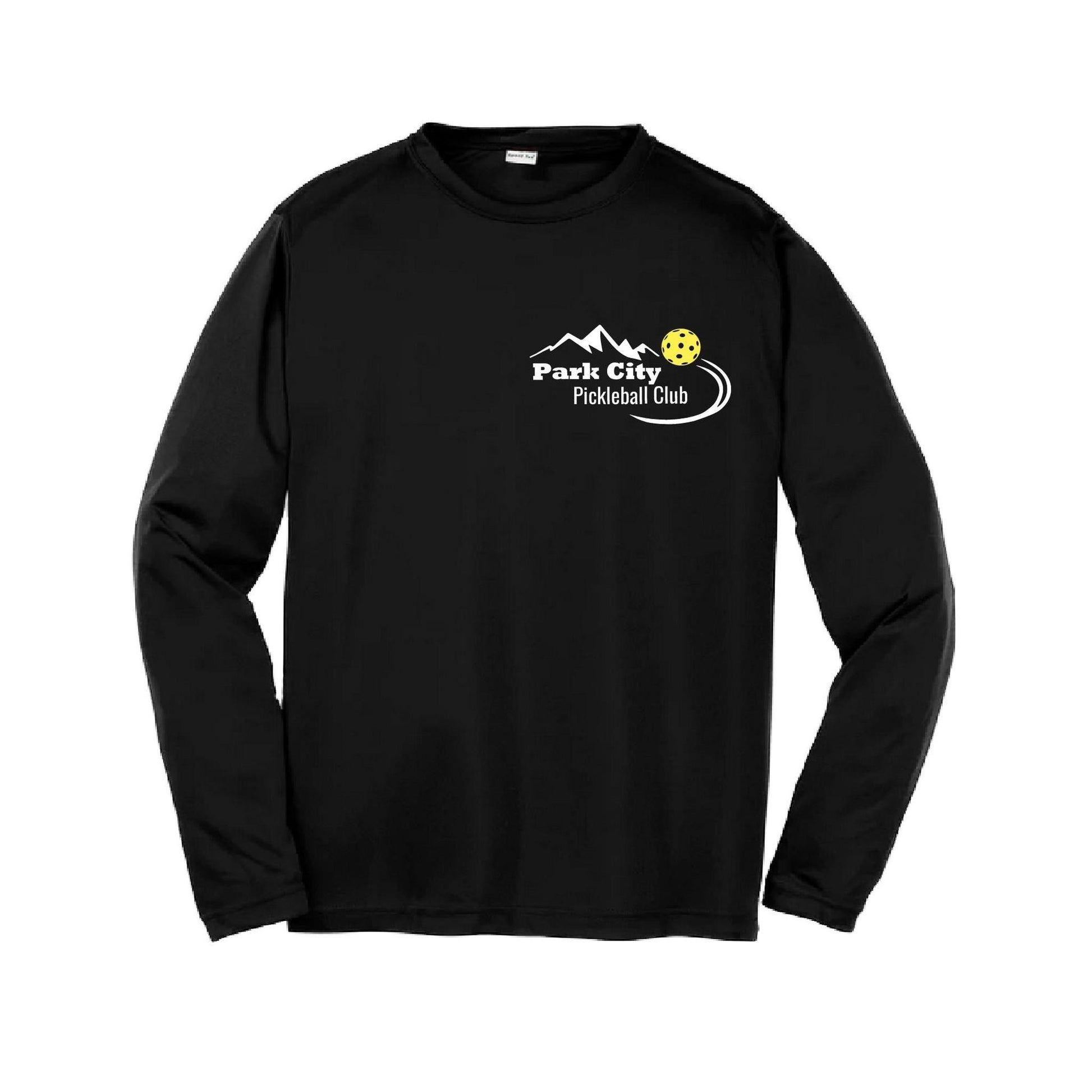 Park City Pickleball Club (White Words) | Youth Long Sleeve Pickleball Performance T-Shirts | 100% Polyester