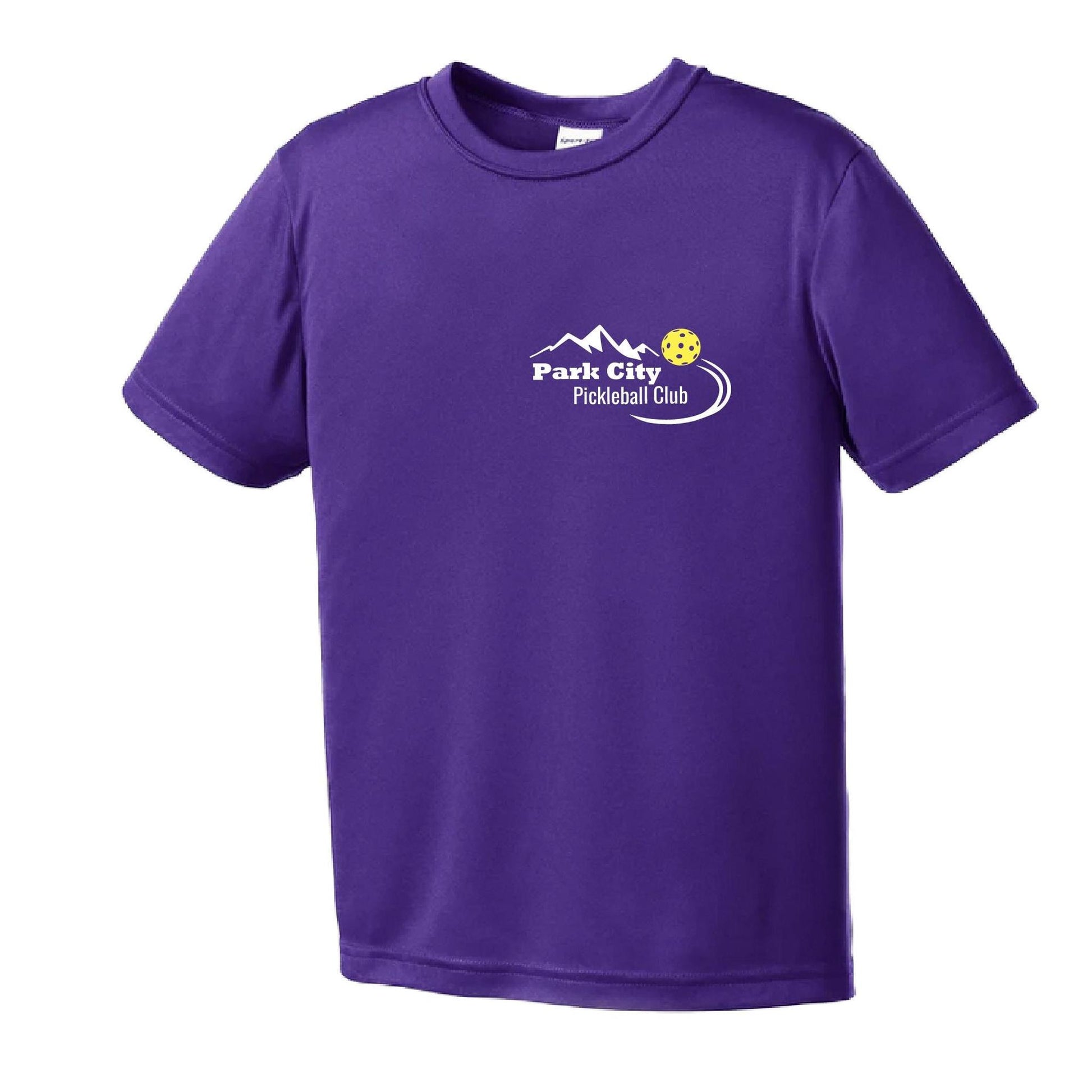 Park City Pickleball Club (White Words) | Youth Short Sleeve Pickleball Performance T-Shirts | 100% Polyester