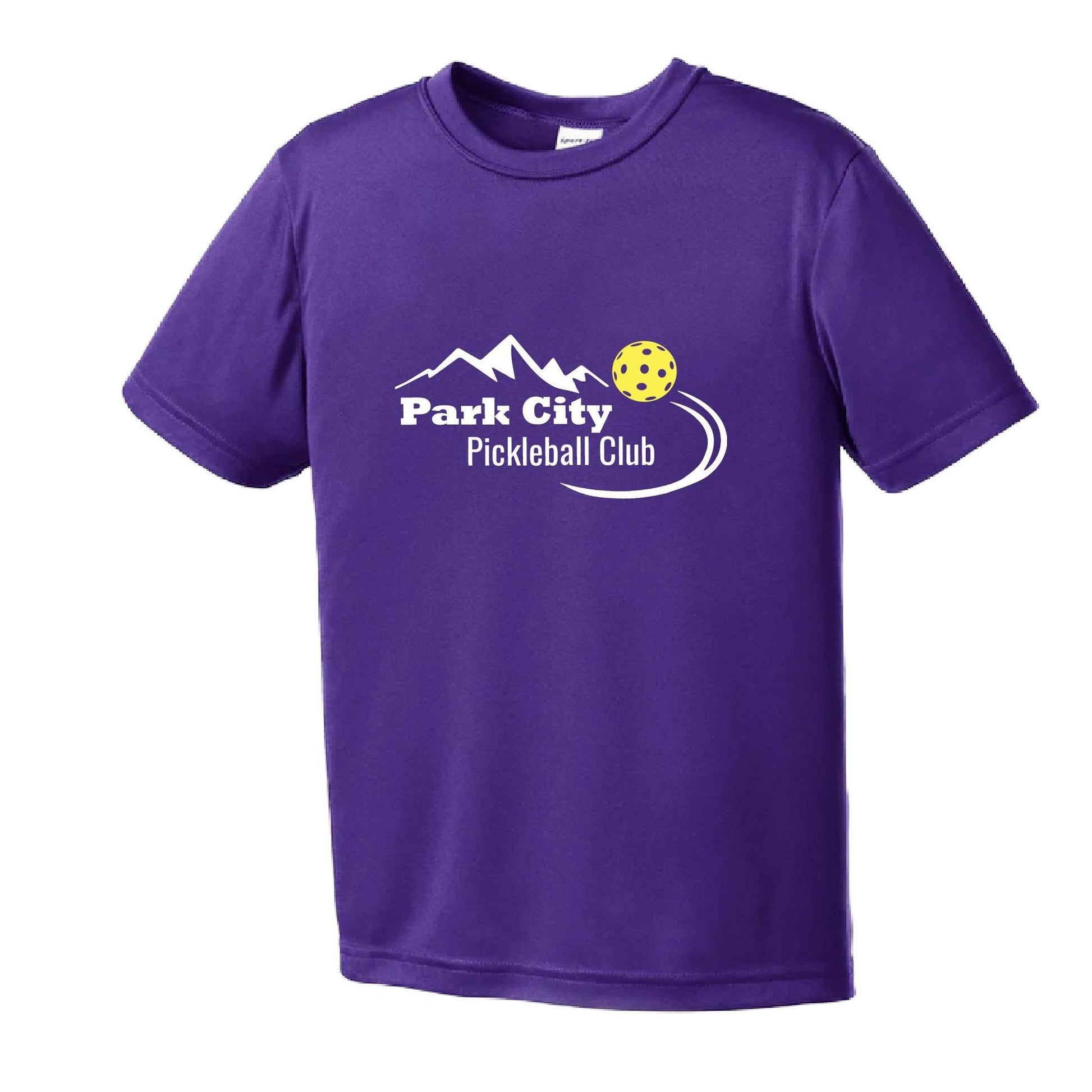 Park City Pickleball Club (White Words) | Youth Short Sleeve Pickleball Performance T-Shirts | 100% Polyester
