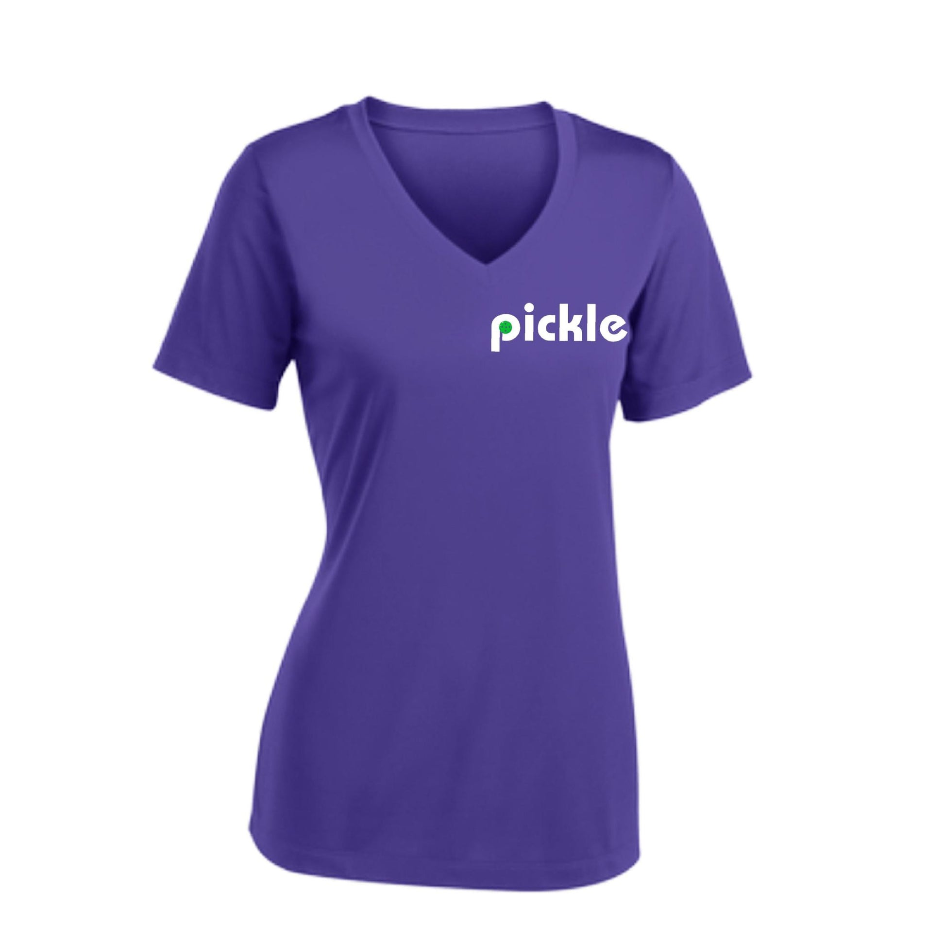Pickle (Customizable) | Women's Short Sleeve V-Neck Pickleball Performance T-Shirts | 100% Polyester