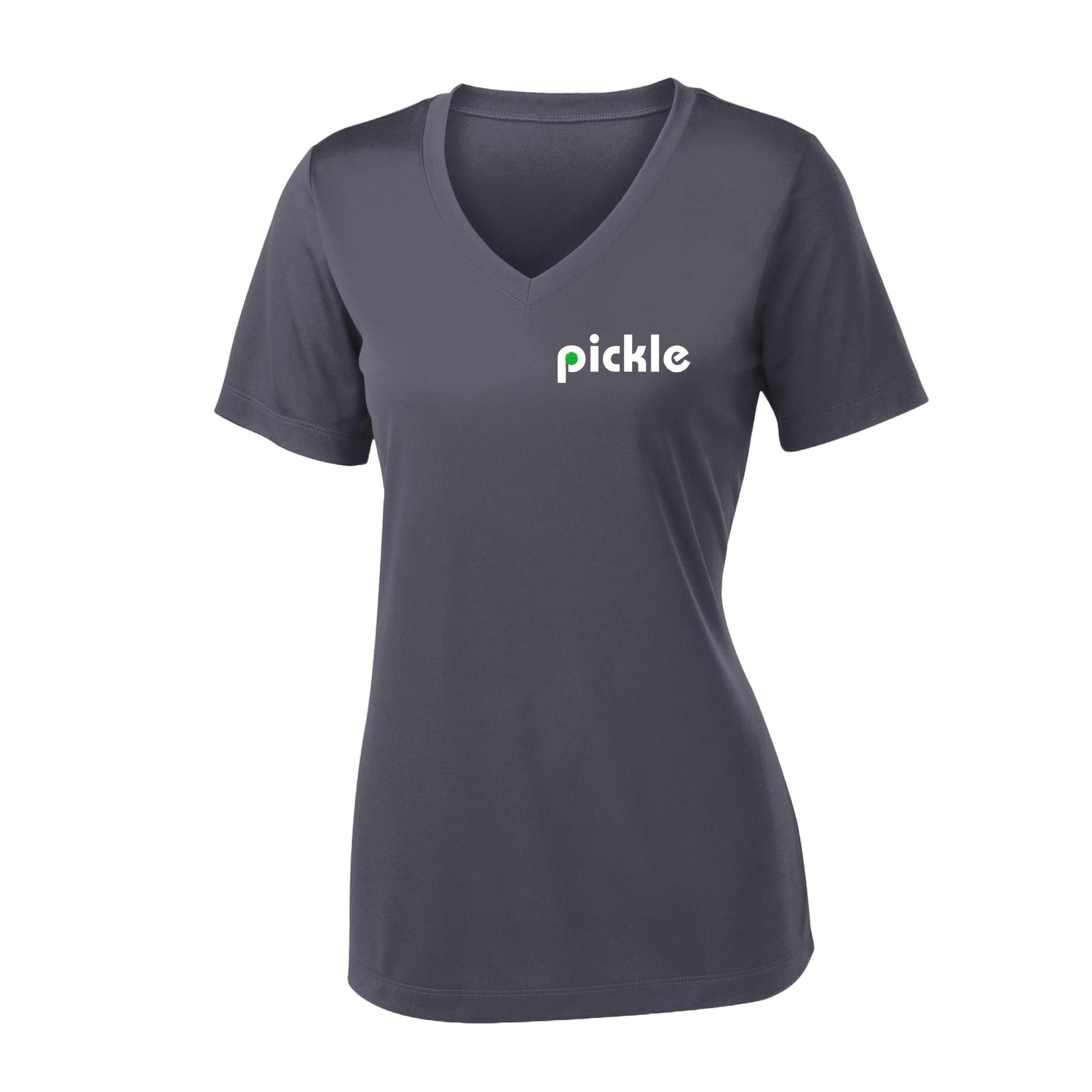 Pickle (Customizable) | Women's Short Sleeve V-Neck Pickleball Performance T-Shirts | 100% Polyester