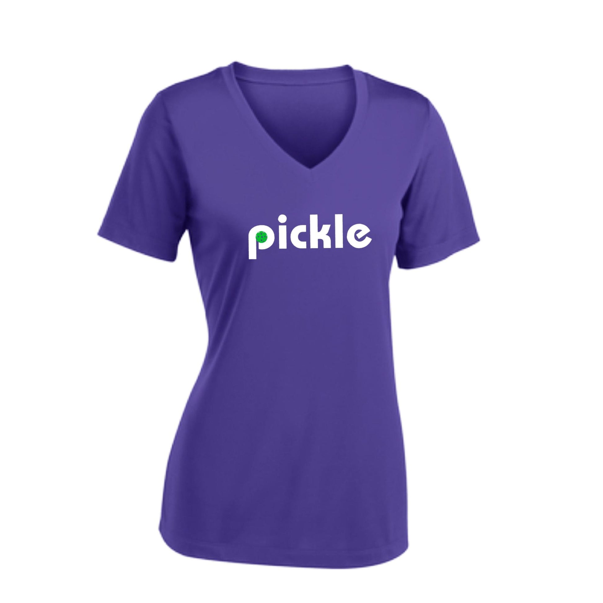 Pickle (Customizable) | Women's Short Sleeve V-Neck Pickleball Performance T-Shirts | 100% Polyester