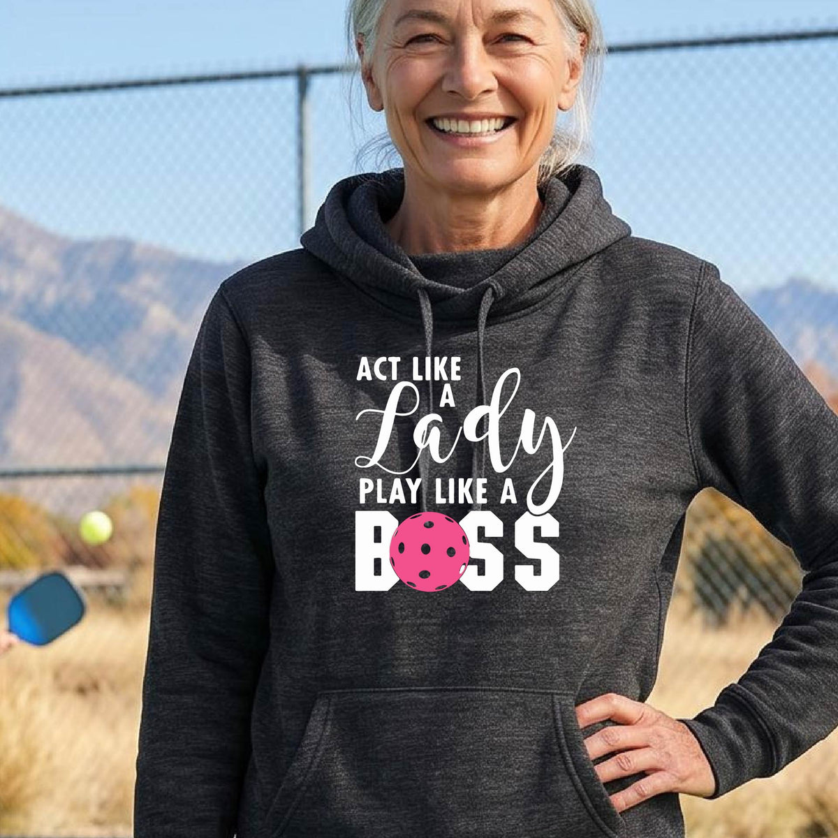 Women’s Athletic Pickleball Hoodie – Sporty Pickleball Sweatshirt - Cowl-Neck
