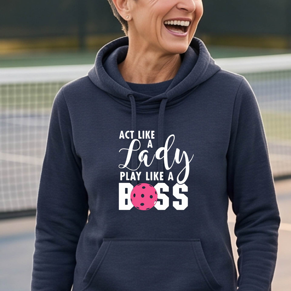 Women’s Athletic Pickleball Hoodie – Sporty Pickleball Sweatshirt - Cowl-Neck