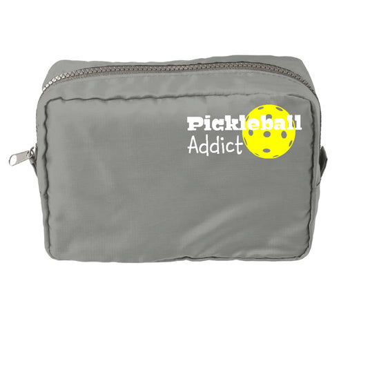 Pickleball Addict | Pickleball Dimensional Cosmetic Pouch Bag | Small Size Court Dimensional Bag