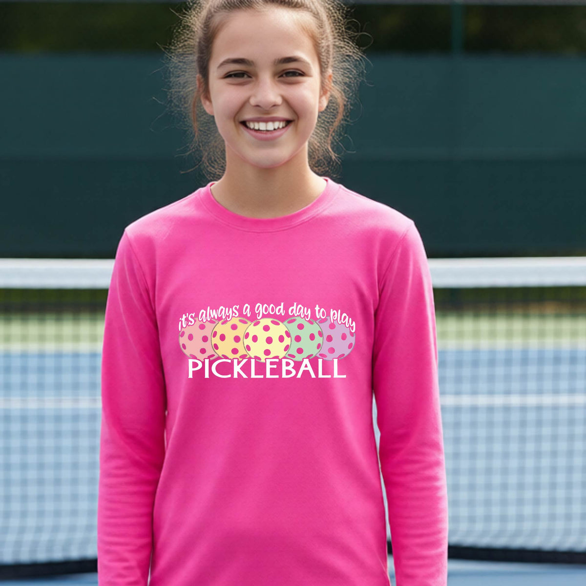 Youth Athletic Pickleball Shirt – Kids Sports Performance Tee Long Sleeve
