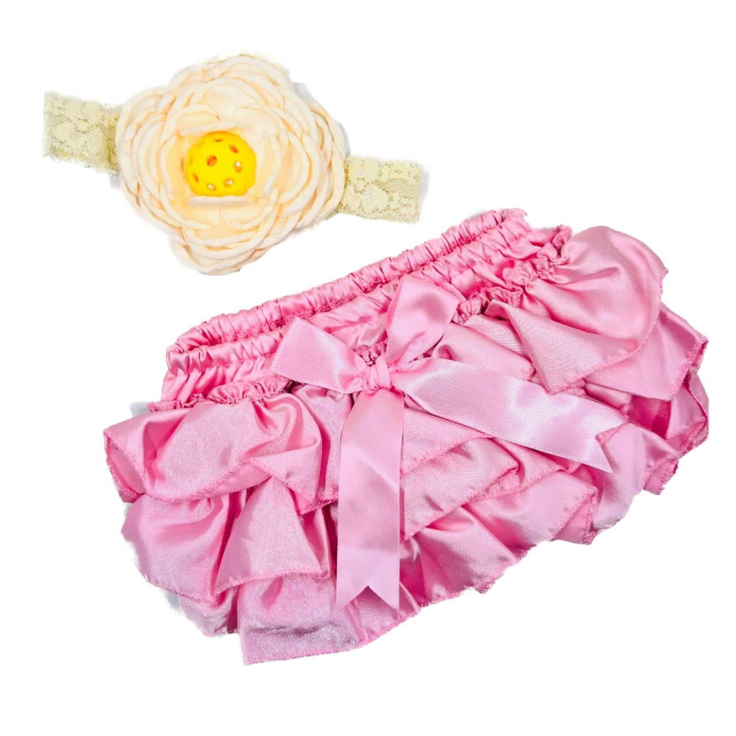 Pickleball Baby Headband And Pink Bloomer Set | Infant Pickleball Gift