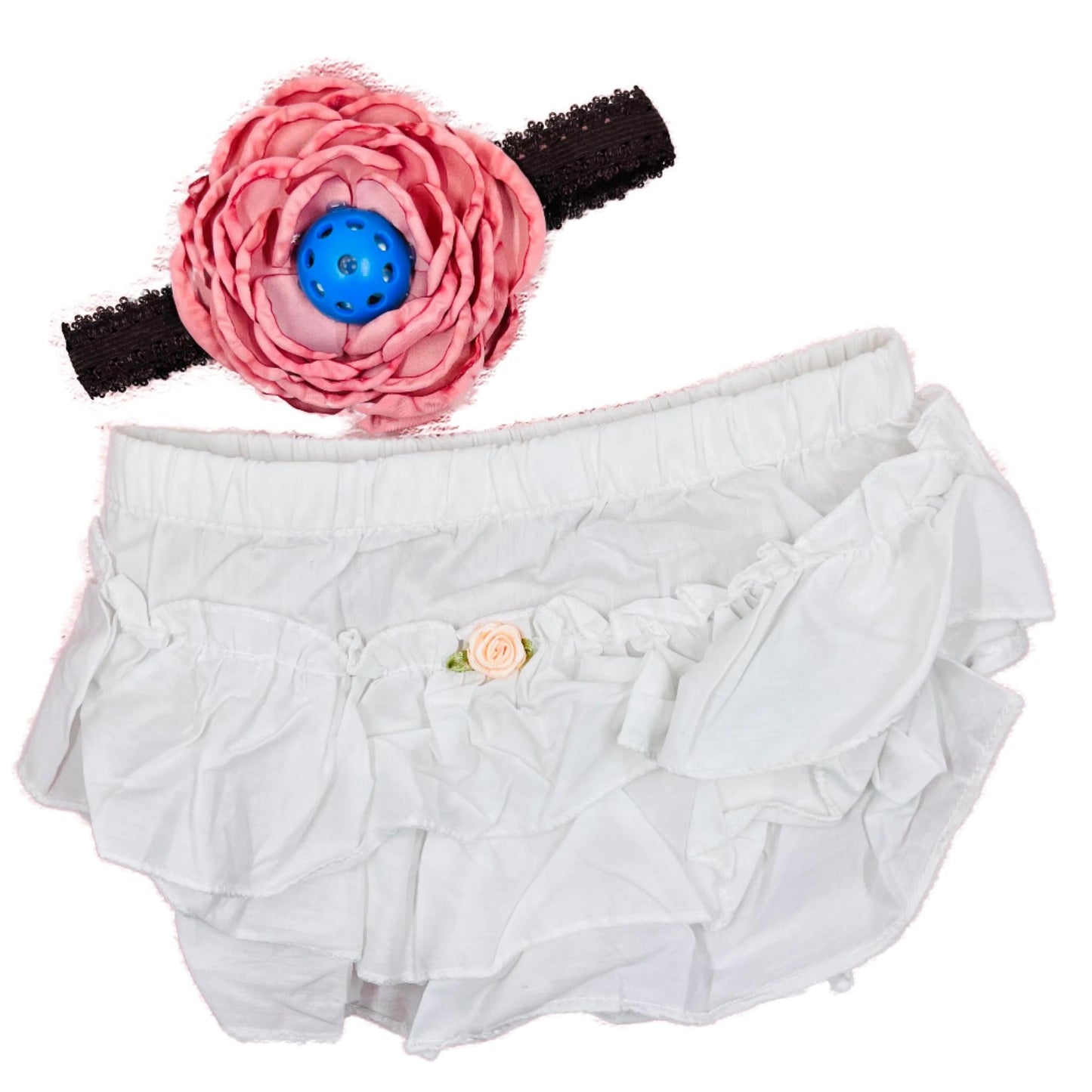 Pickleball Baby Headband And White Bloomer Set | Infant Pickleball Gift