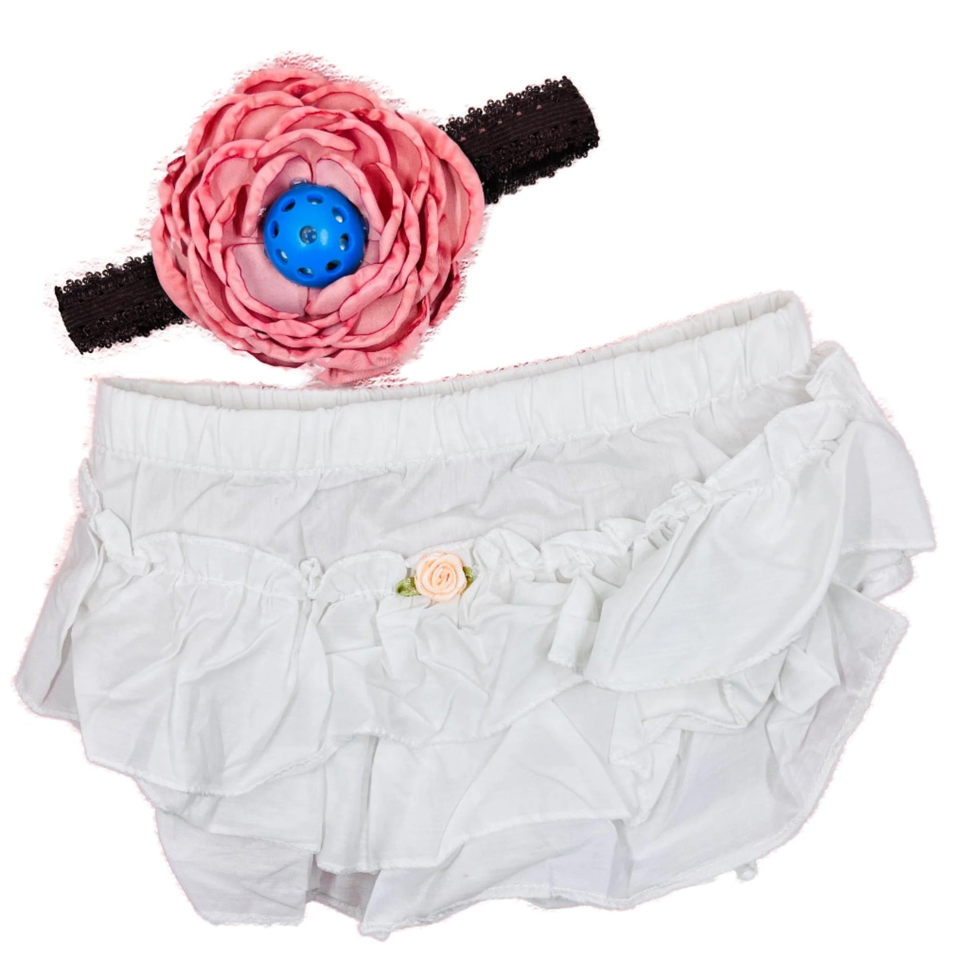 Pickleball Baby Headband And White Bloomer Set | Infant Pickleball Gift