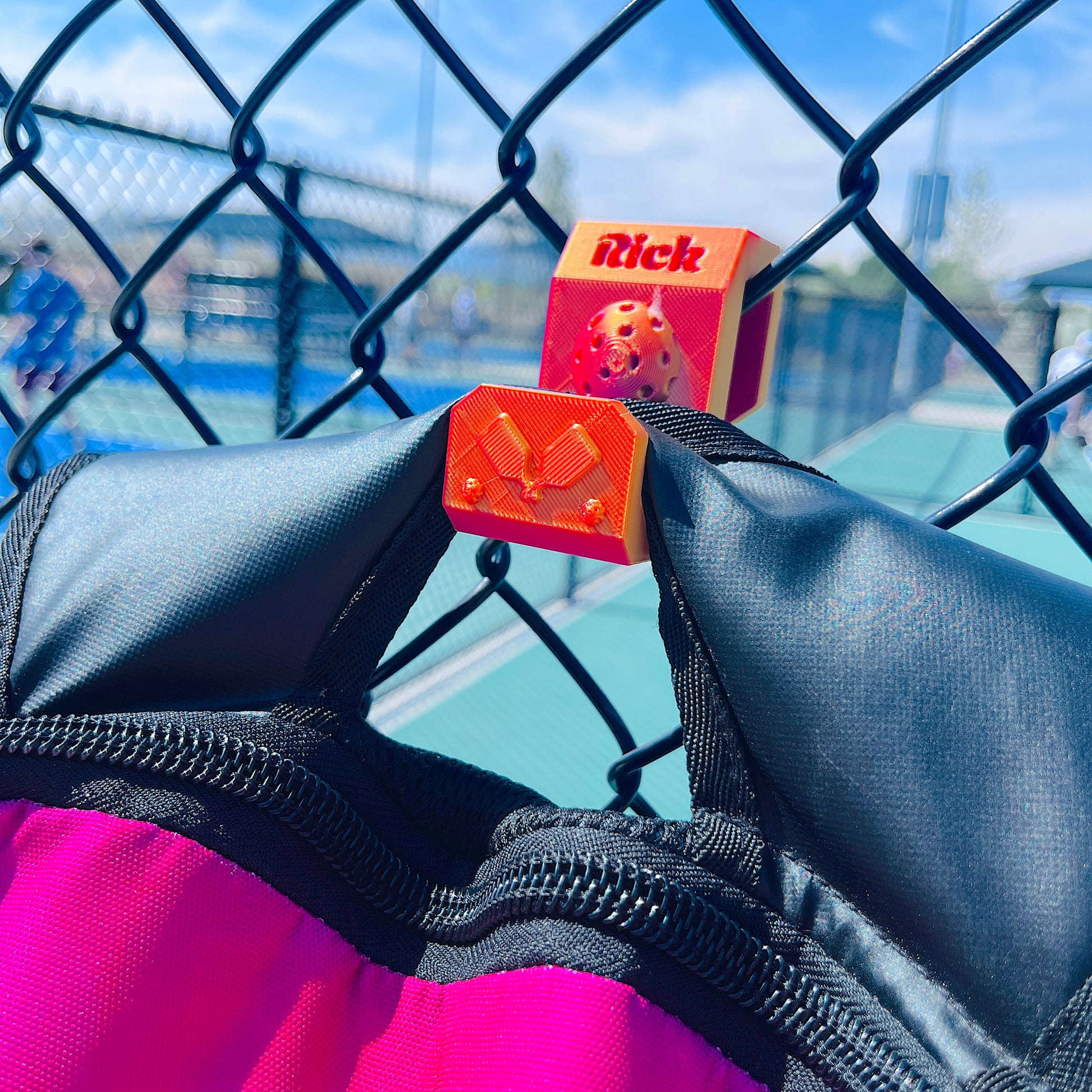 Pickleball Bag Hangers | Personalized Colorful Fence Clip | Fun Fence Caddy Hook