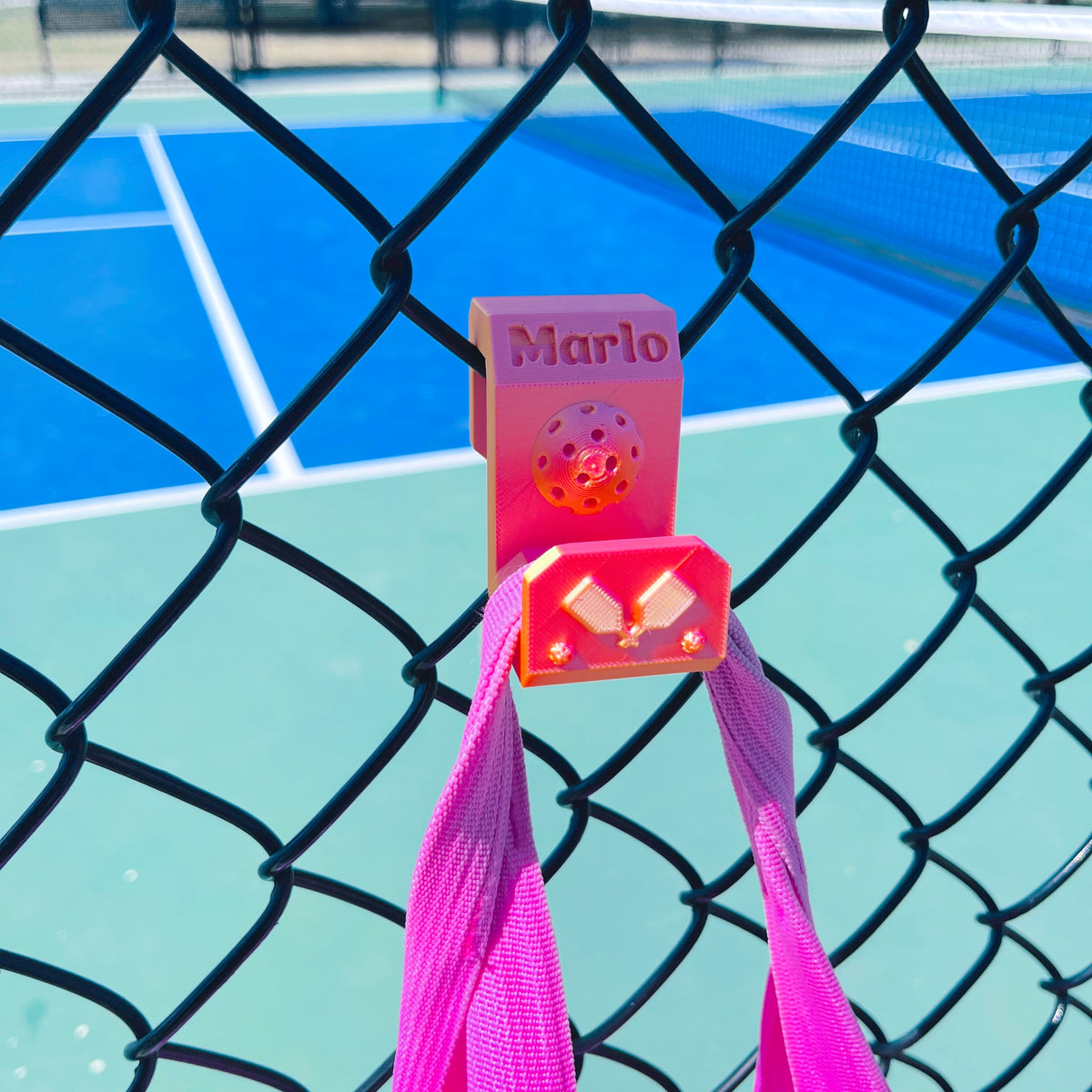 Pickleball Bag Hangers | Personalized Colorful Fence Clip | Fun Fence Caddy Hook