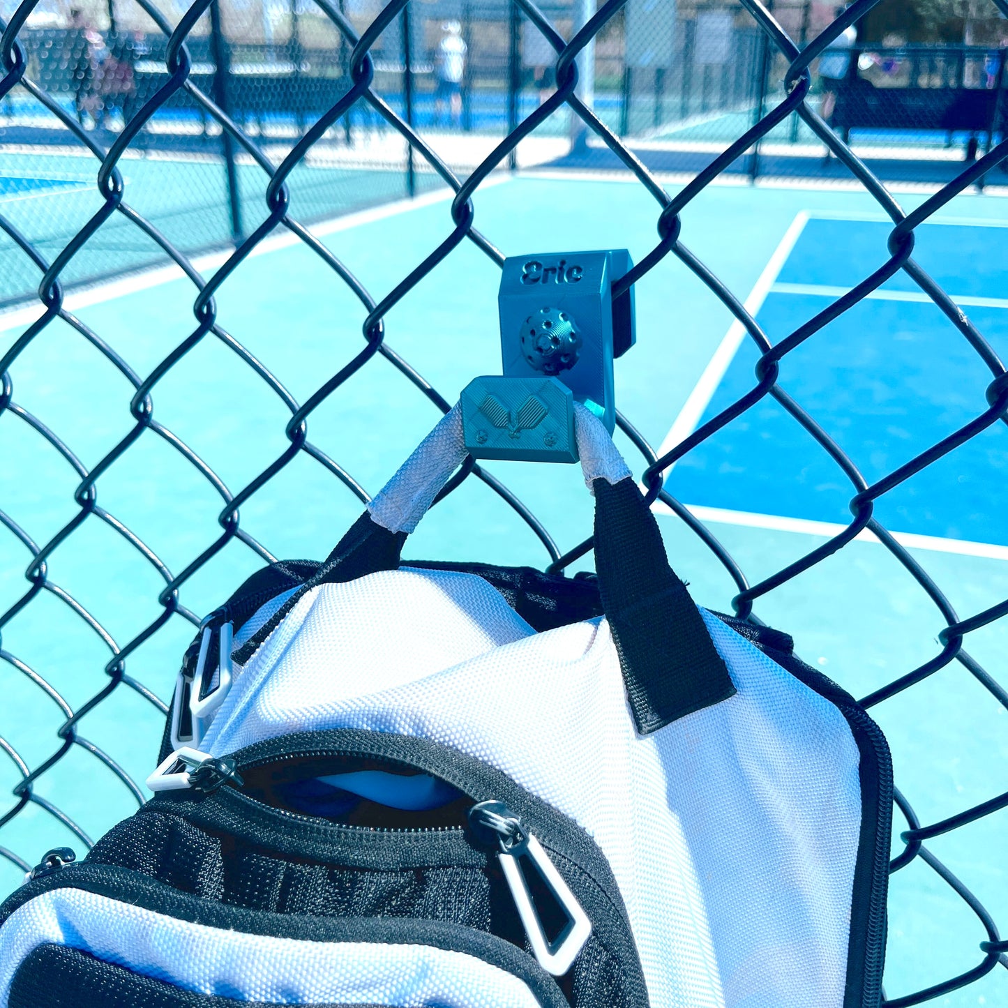 Pickleball Bag Hangers | Personalized Colorful Fence Clip | Fun Fence Caddy Hook