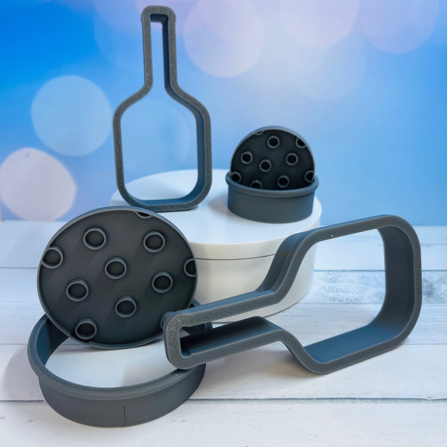Pickleball Ball and Paddle Cookie Cutter Set | Unique Party Favor Decor | Game Winning Theme Baking Items | Eco-Friendly Mold Stamps