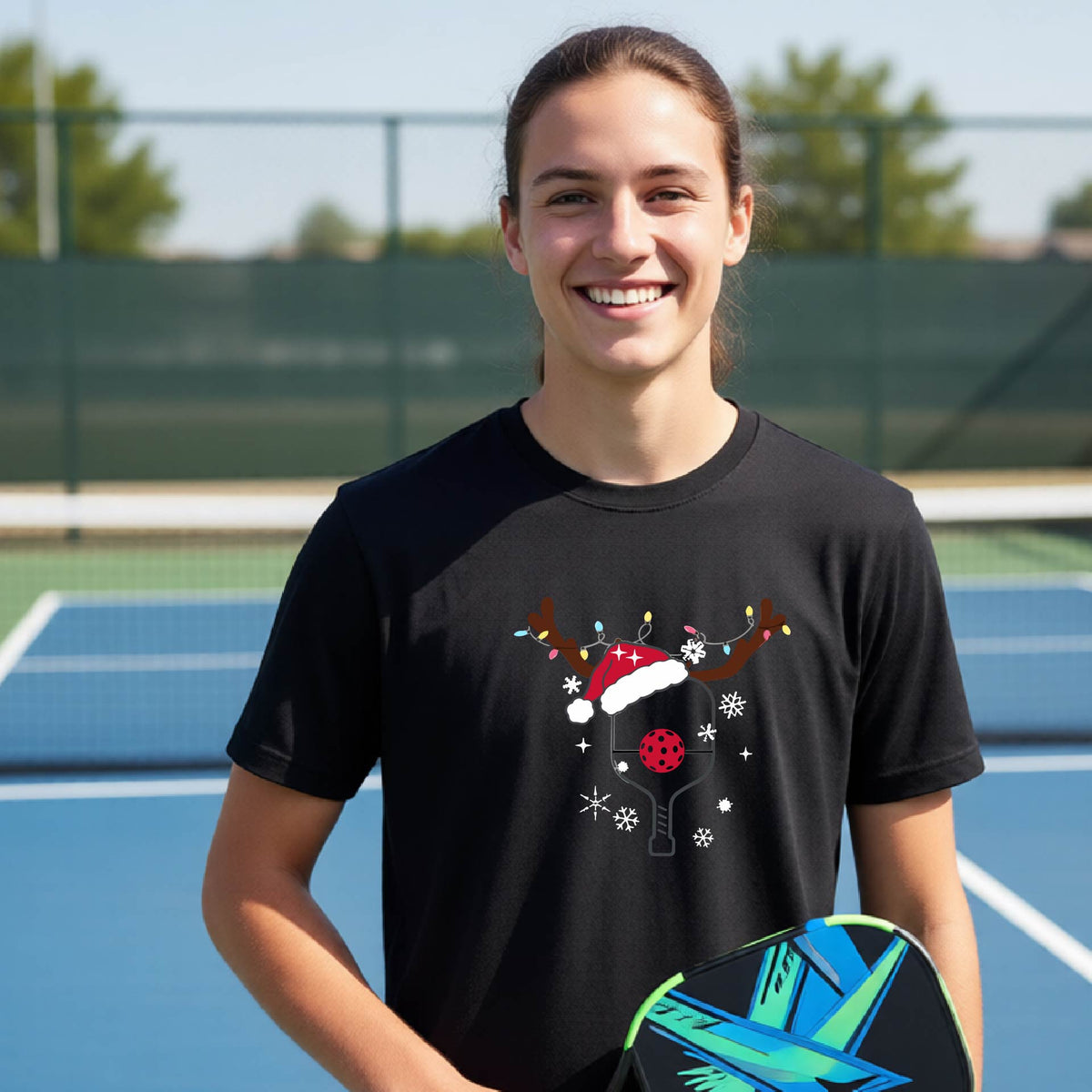 Kids Christmas Pickleball Shirt Youth Pickleball Apparel Holiday Sports Shirt for Pickleball Players