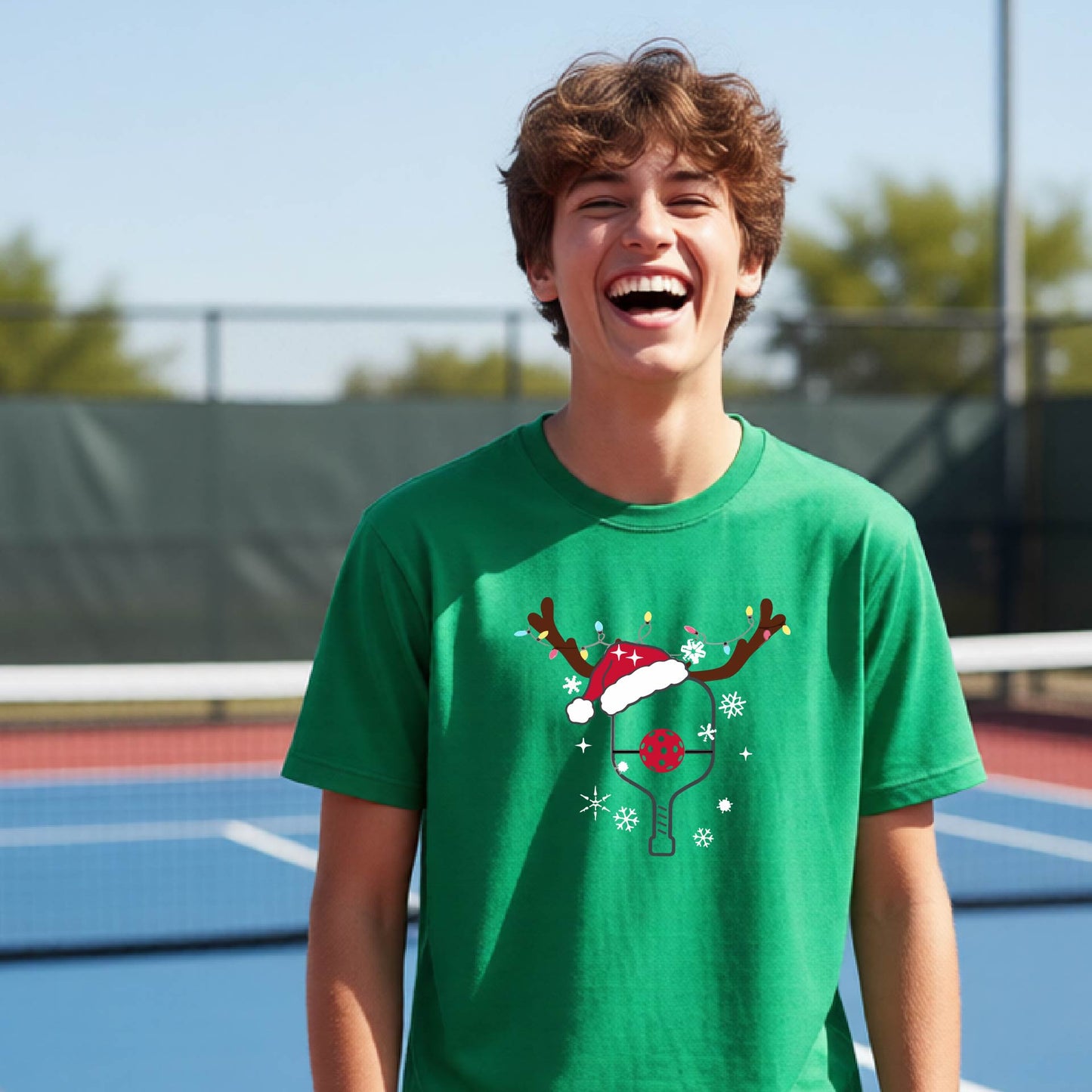 Kids Christmas Pickleball Shirt Youth Pickleball Apparel Holiday Sports Shirt for Pickleball Players
