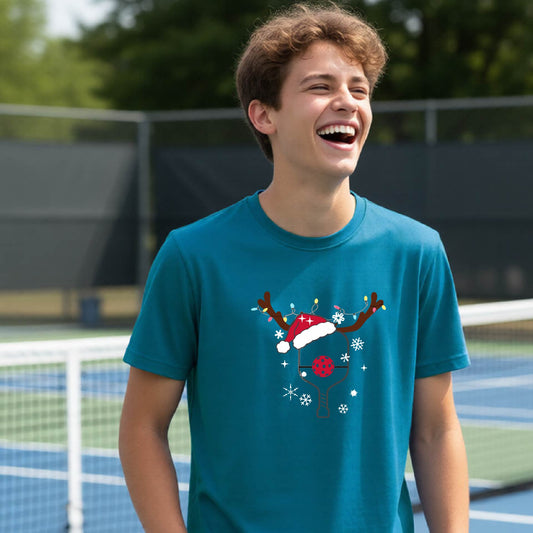 Kids Christmas Pickleball Shirt Youth Pickleball Apparel Holiday Sports Shirt for Pickleball Players