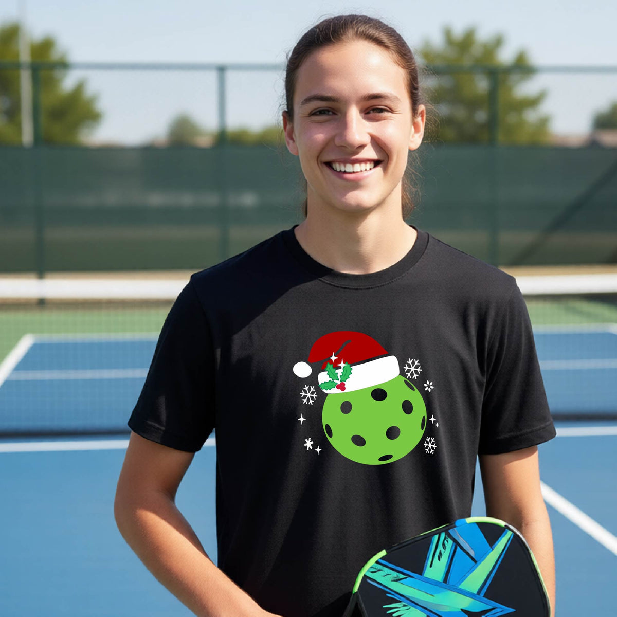 Kids Christmas Pickleball Shirt Youth Pickleball Apparel Holiday Sports Shirt for Pickleball Players