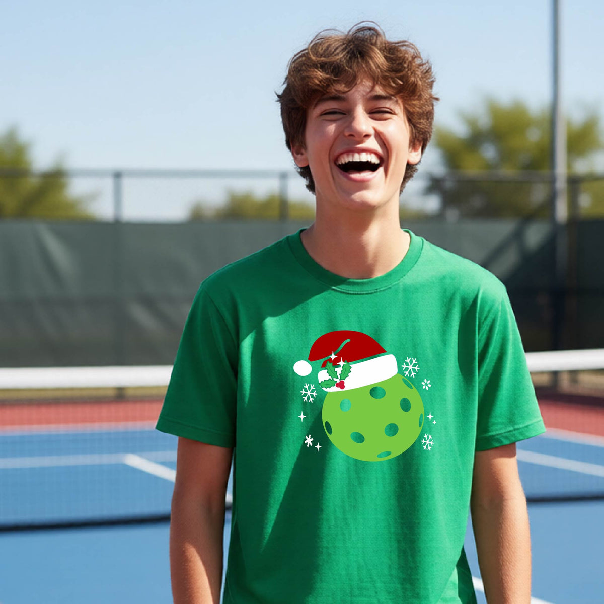 Kids Christmas Pickleball Shirt Youth Pickleball Apparel Holiday Sports Shirt for Pickleball Players