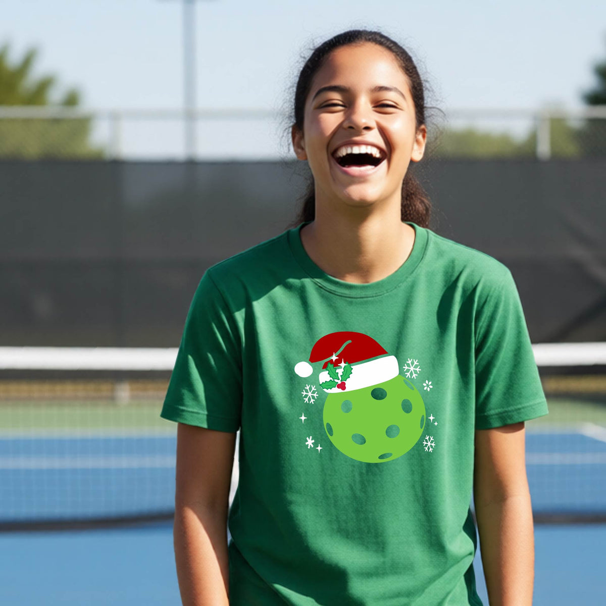 Kids Christmas Pickleball Shirt Youth Pickleball Apparel Holiday Sports Shirt for Pickleball Players