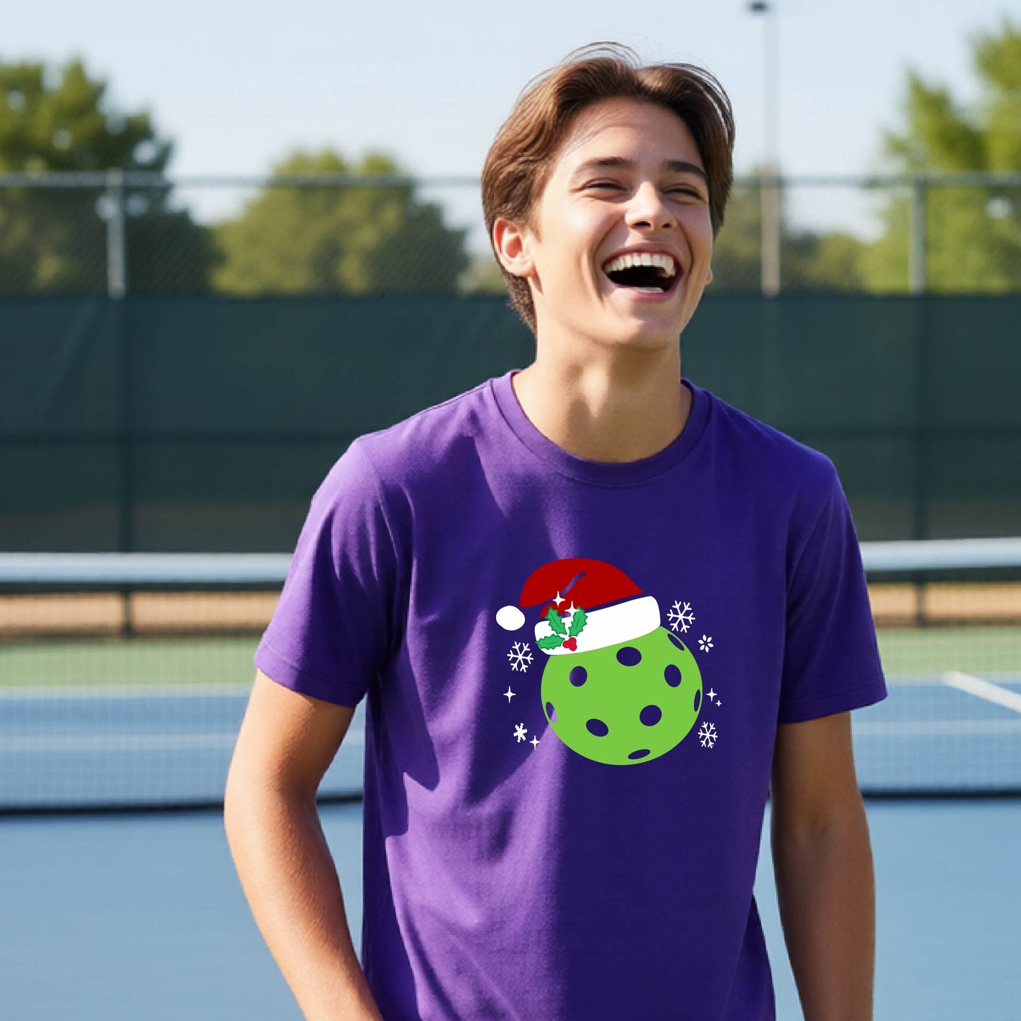 Kids Christmas Pickleball Shirt Youth Pickleball Apparel Holiday Sports Shirt for Pickleball Players