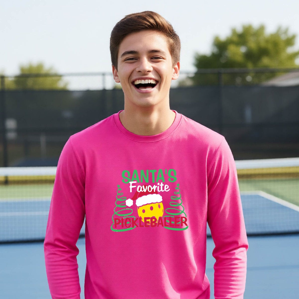 Youth Pickleball Christmas Shirt Kids Holiday Sports Tee Festive Pickleball Gift for Boys & Girls
