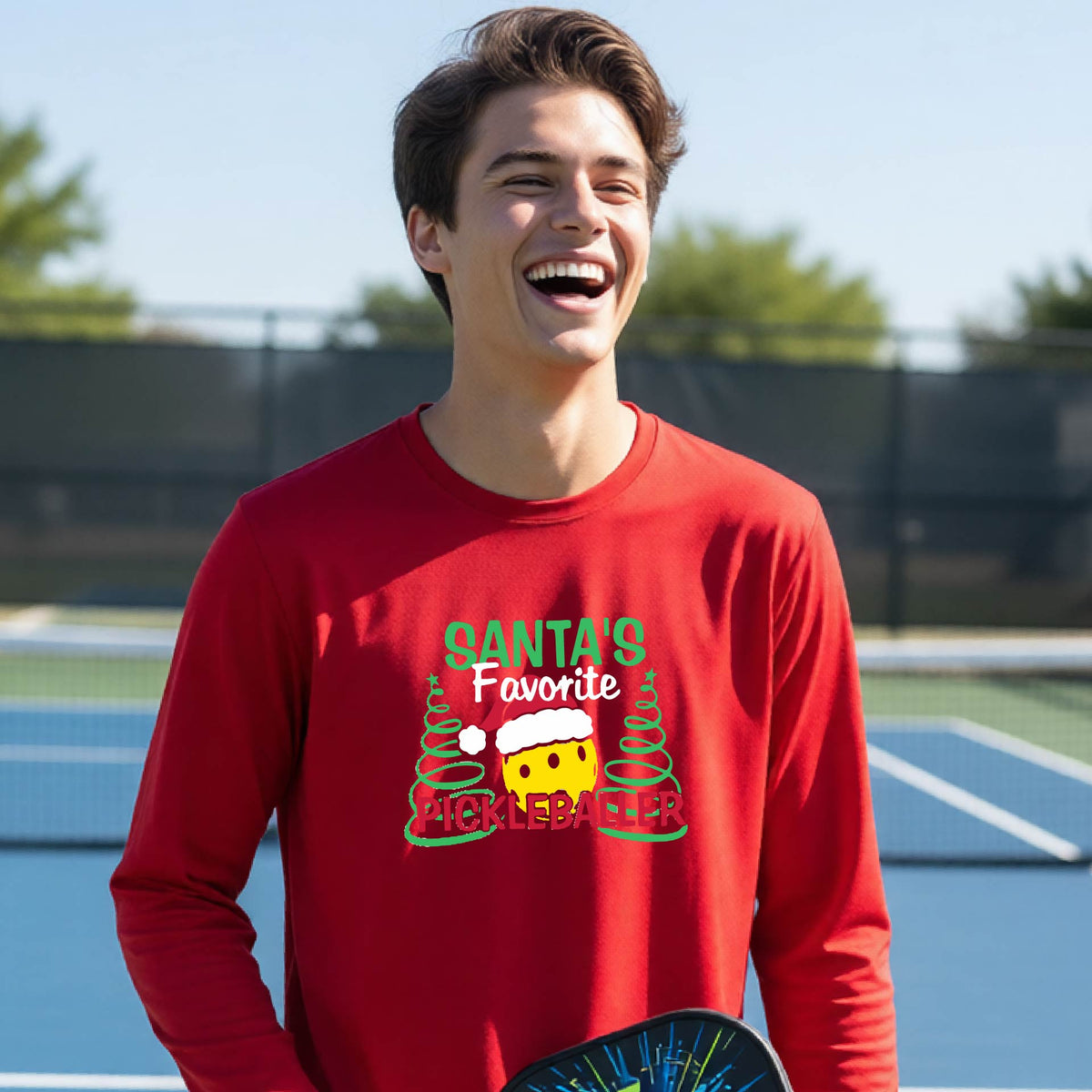 Youth Pickleball Christmas Shirt Kids Holiday Sports Tee Festive Pickleball Gift for Boys & Girls