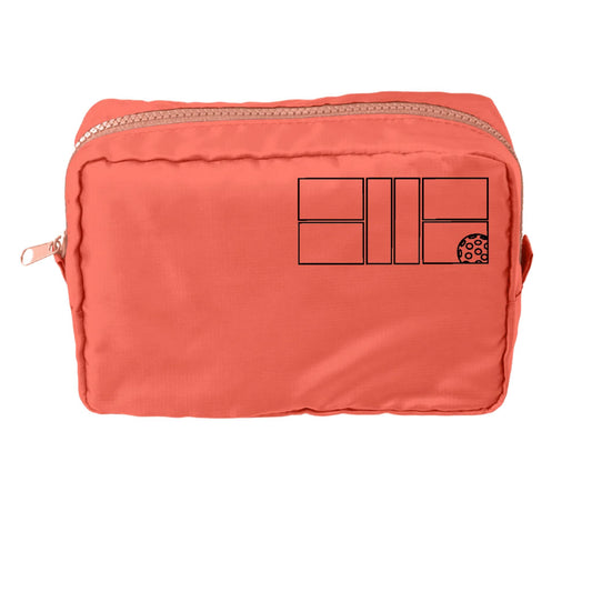 Pickleball Court (Black) | Pickleball Dimensional Cosmetic Pouch Bag | Small Size Court Dimensional Bag
