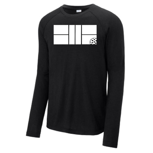 Pickleball Court | Clearance Men’s Raglan Long Sleeve Pickleball Performance T-Shirt | 100% Polyester