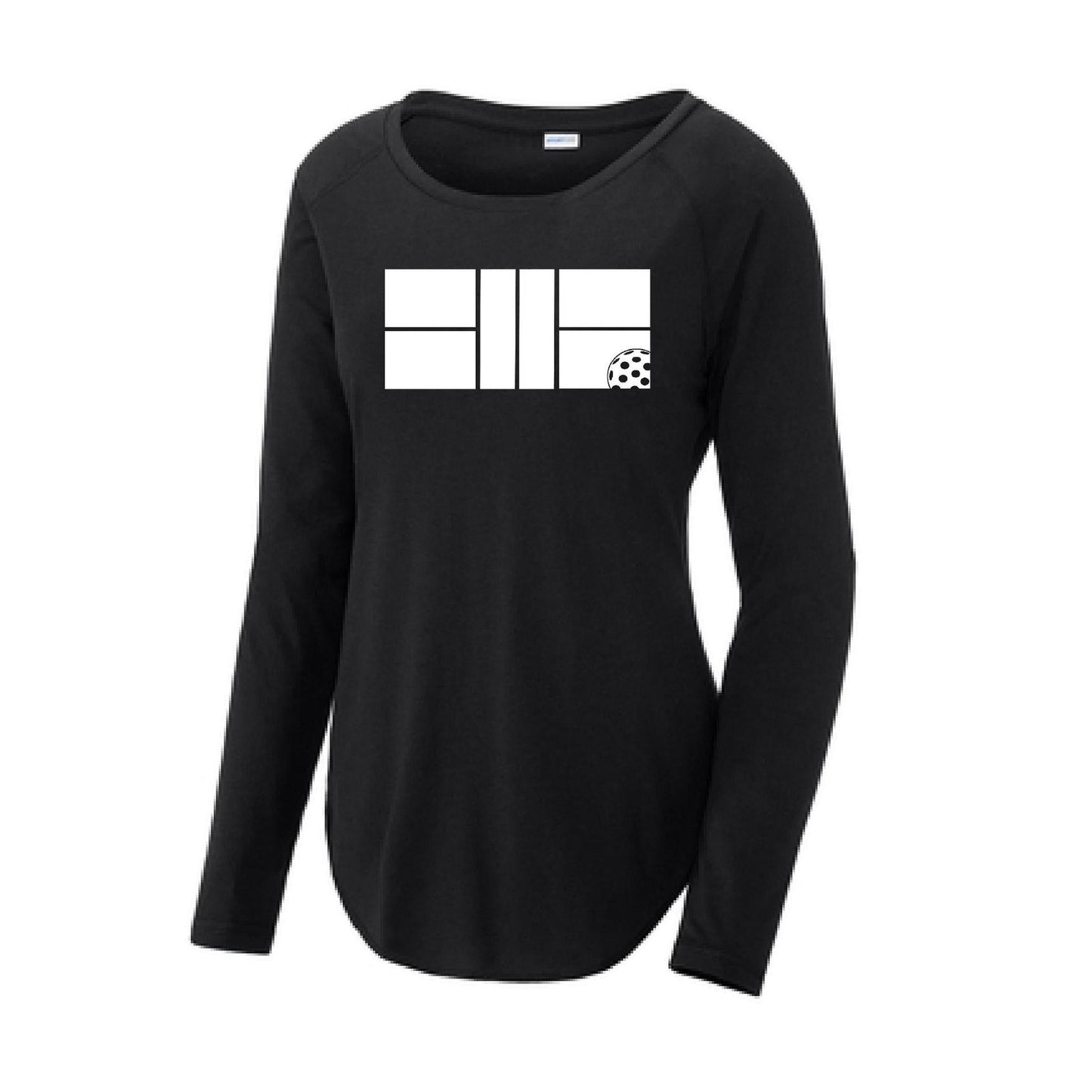 Pickleball Court | Clearance Women's Long Sleeve Scoop Neck Pickleball Performance T-Shirts | 75/13/12 poly/cotton/rayon