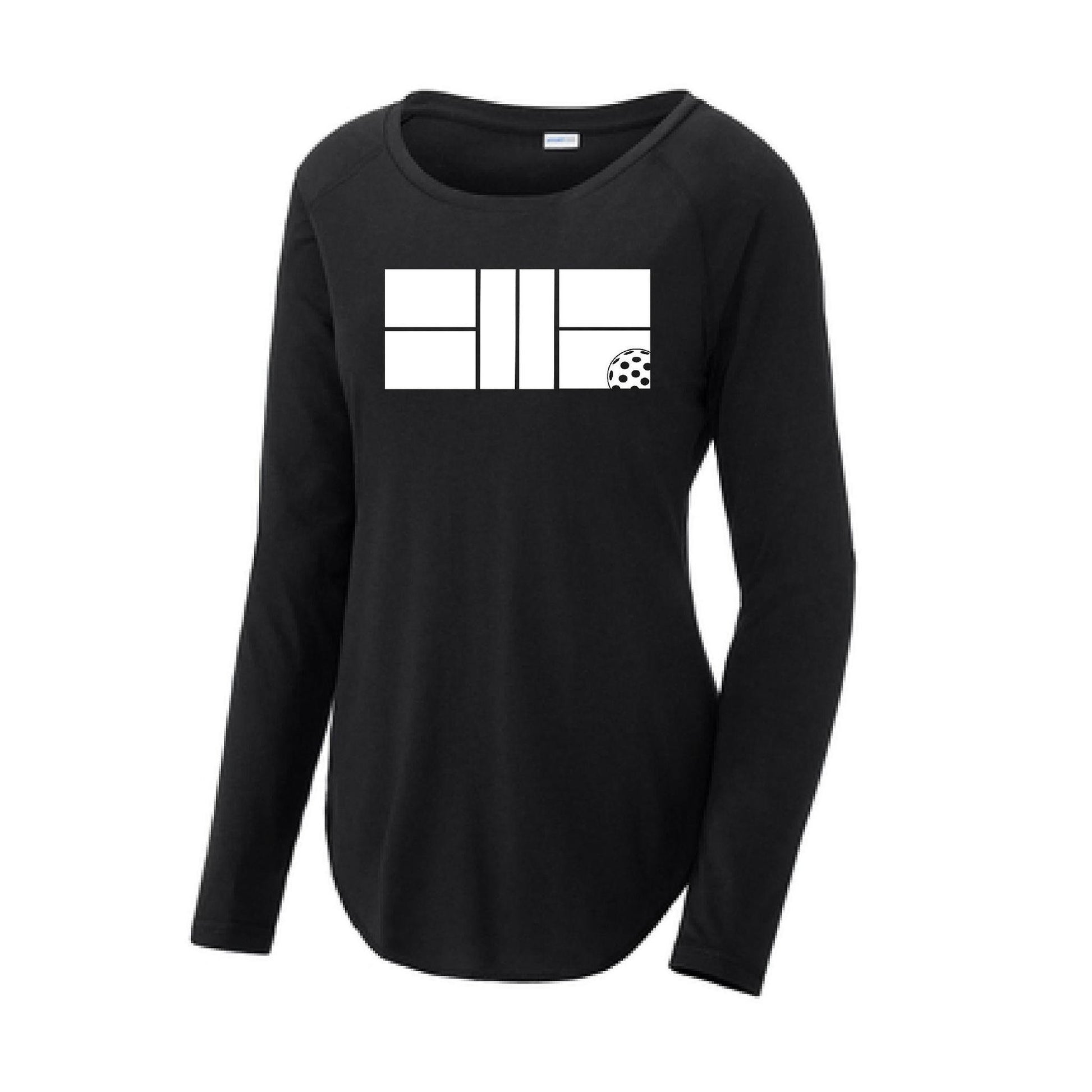 Pickleball Court | Clearance Women's Long Sleeve Scoop Neck Pickleball Performance T-Shirts | 75/13/12 poly/cotton/rayon