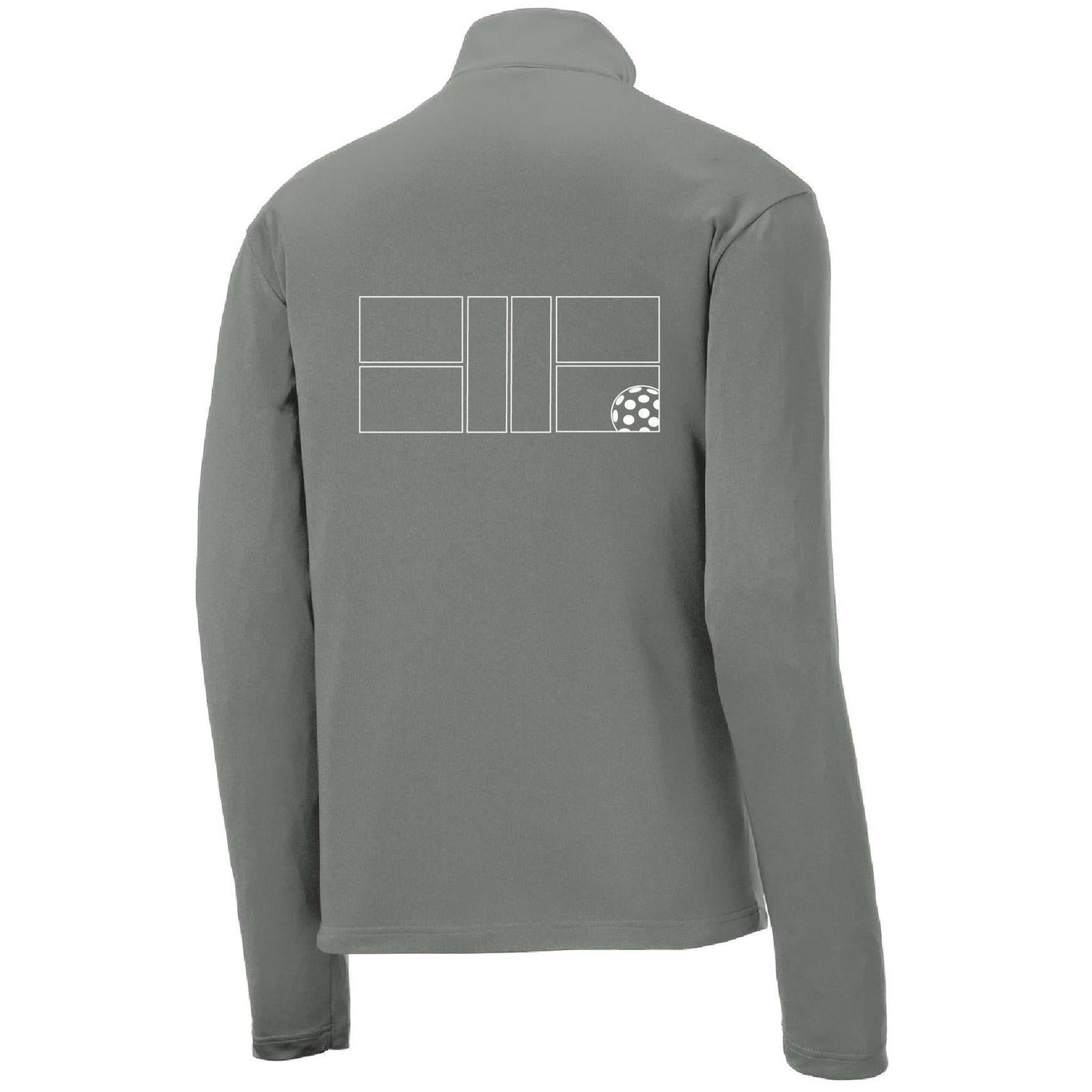 Pickleball Court (White) Customizable | Men's 1/4 Zip Long Sleeve Pullover Athletic Shirt | 100% Polyester